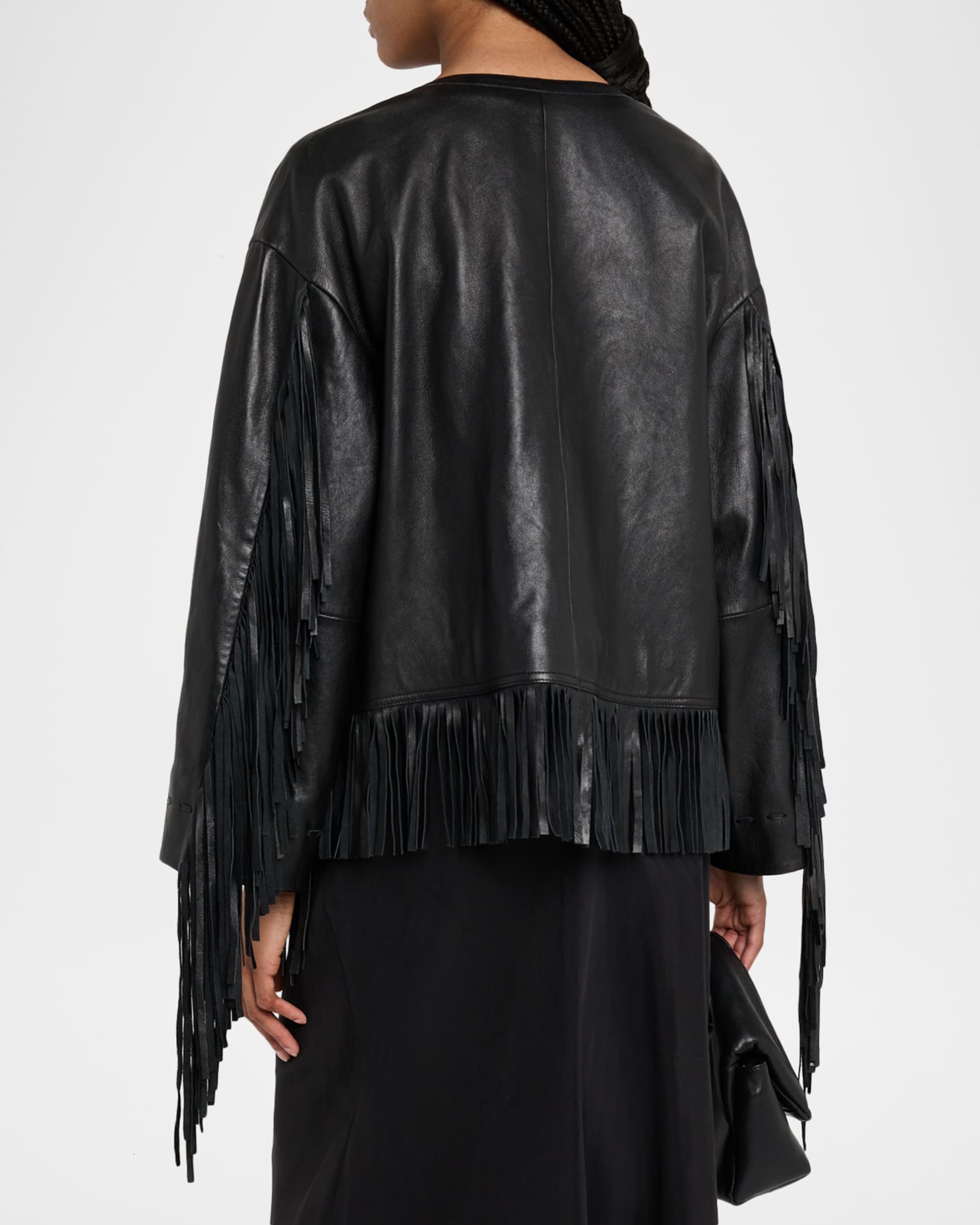 By Malene Birger Zoena Fringed Leather Jacket | Neiman Marcus
