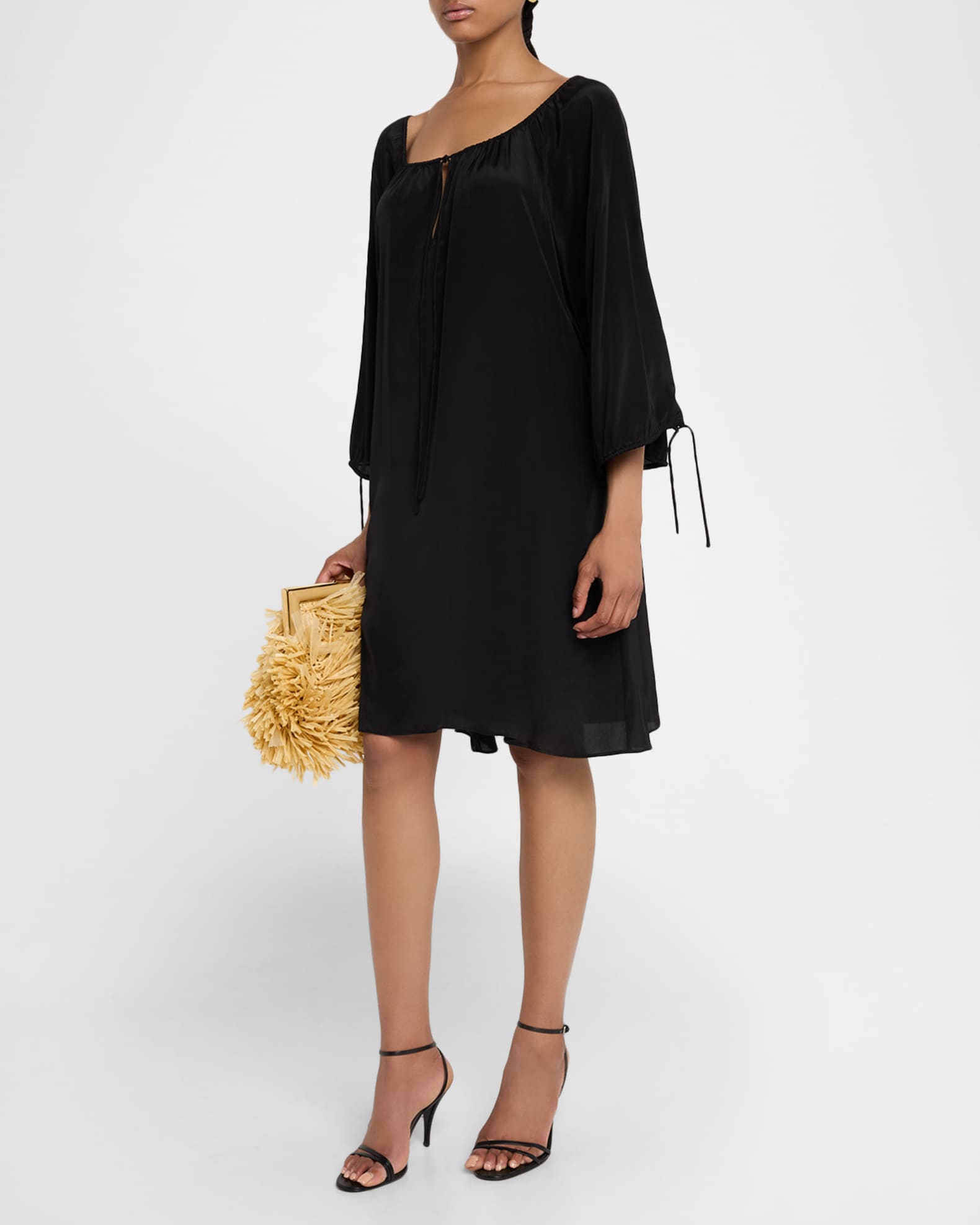 By Malene Birger Lauren Viscose-Silk Shift Dress, Black, Women's, 2, Casual & Work Dresses Shift Dresses