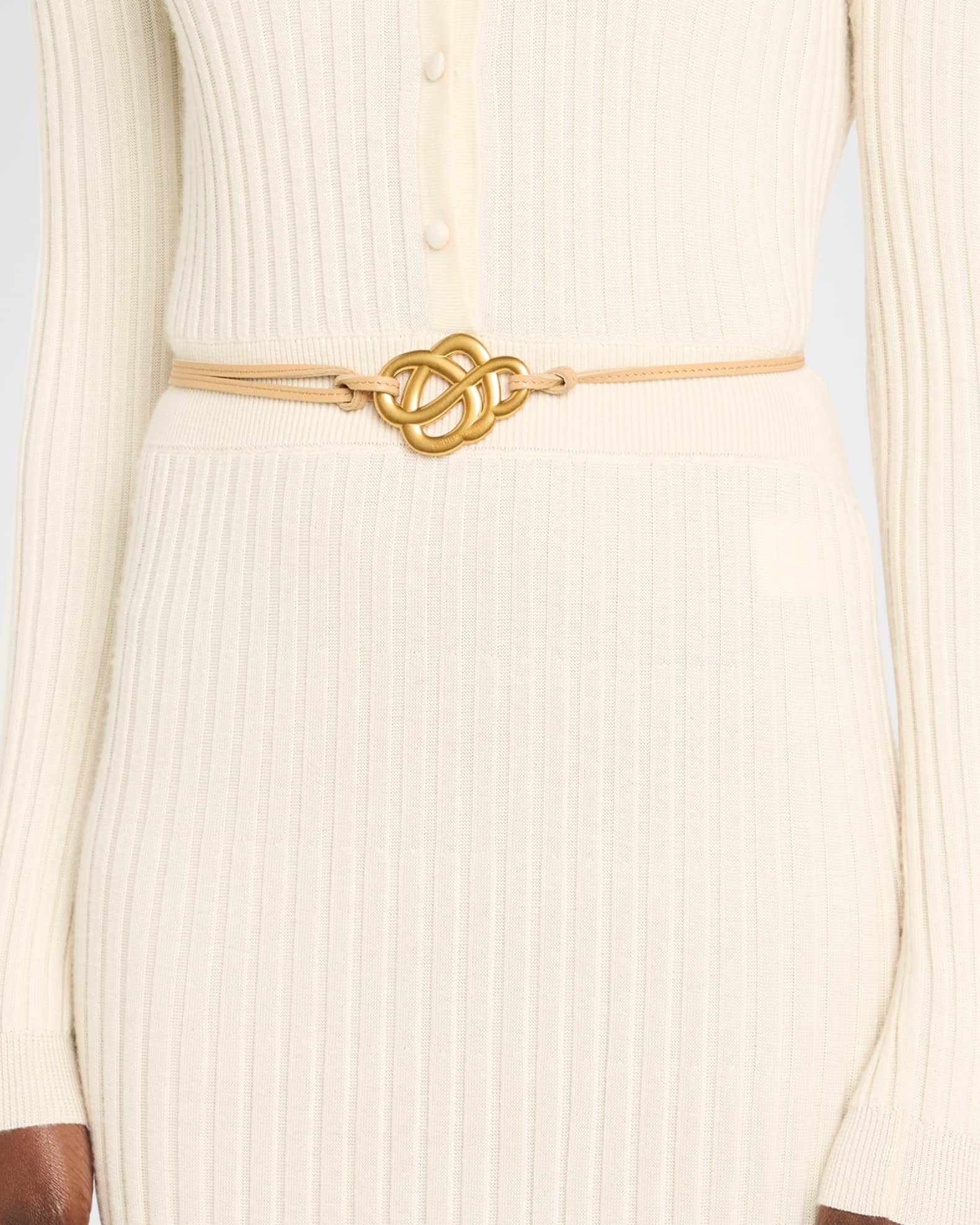 Sallon Embellished Leather Self-Tie Belt 1