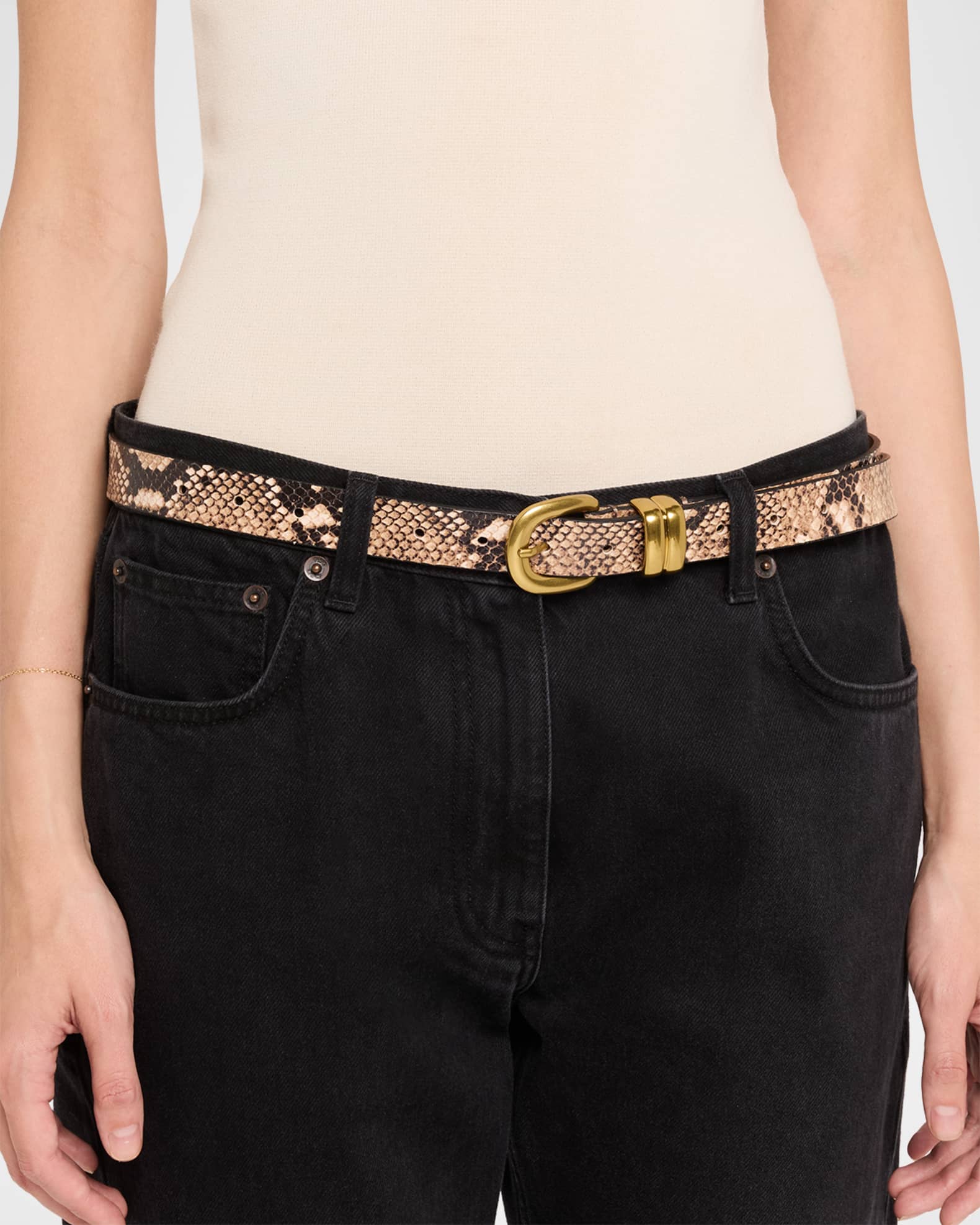 Zoilo Snake-Embossed Leather Belt 1