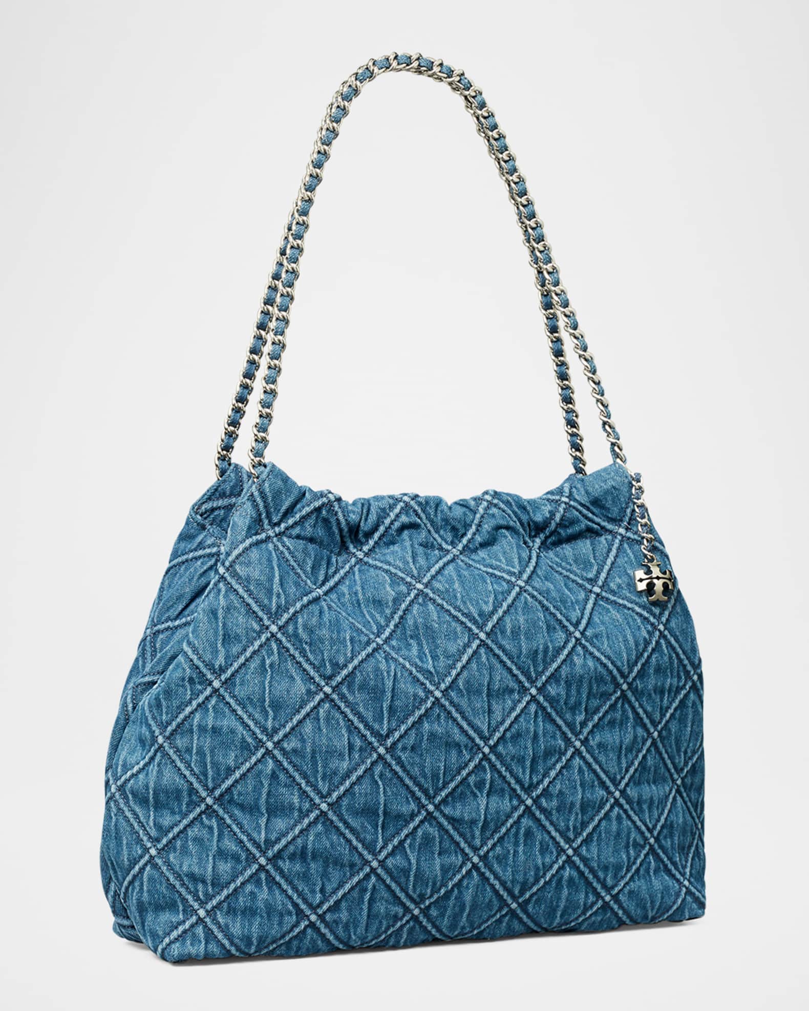 Tory Burch Fleming Soft Denim Hobo Bag | Neiman Marcus