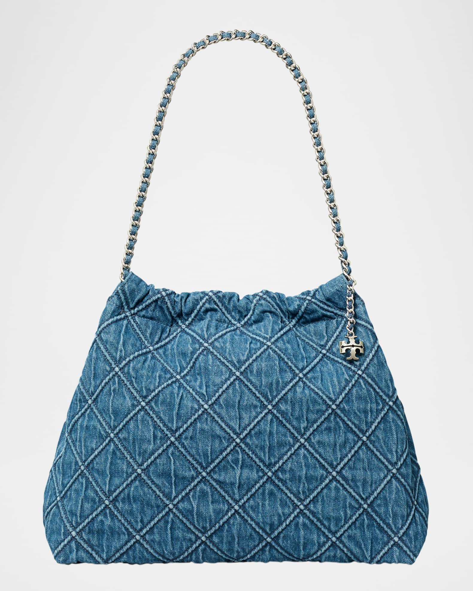 Tory Burch Fleming Soft Denim Hobo Bag | Neiman Marcus