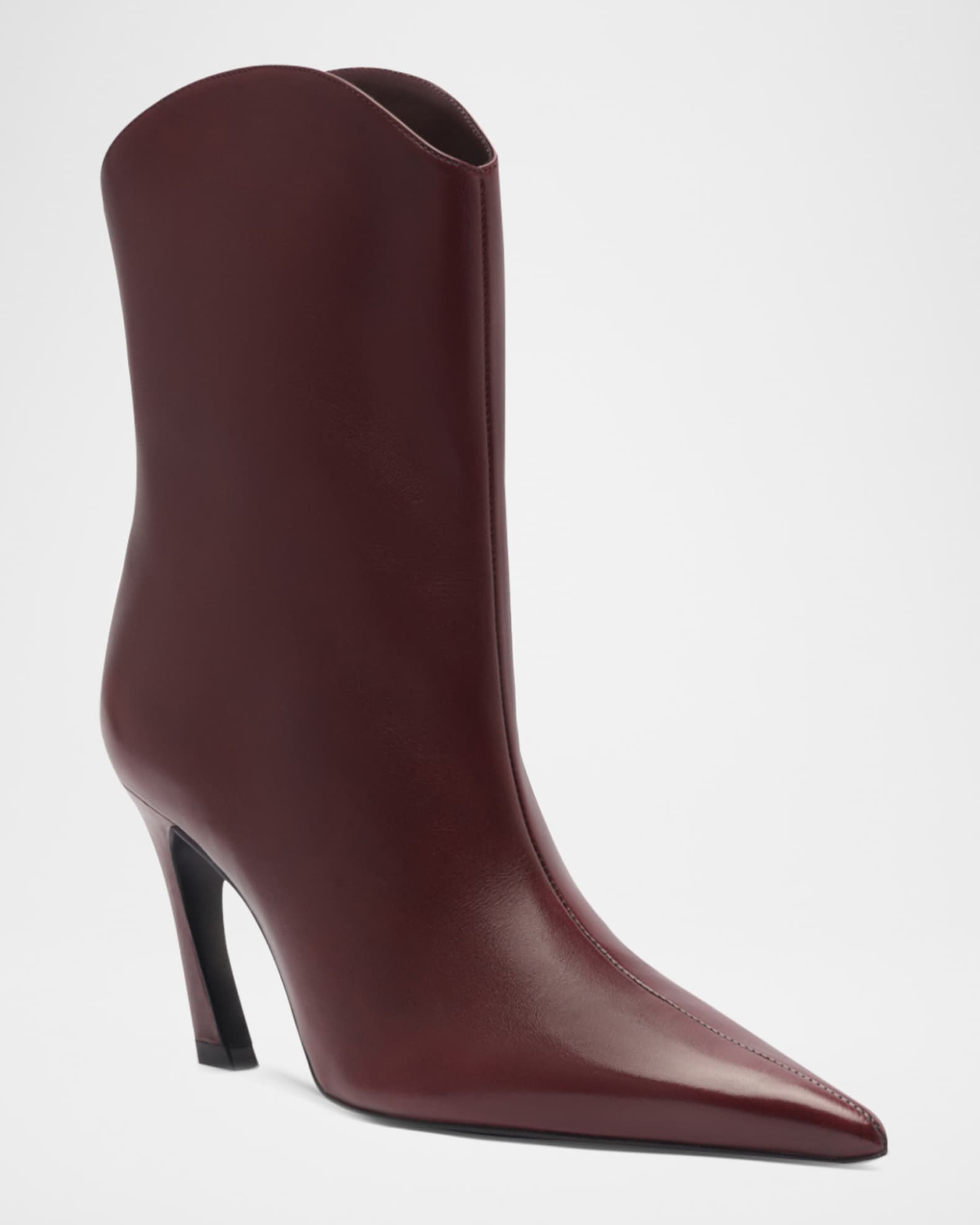 Maryann Leather Curve Booties 1