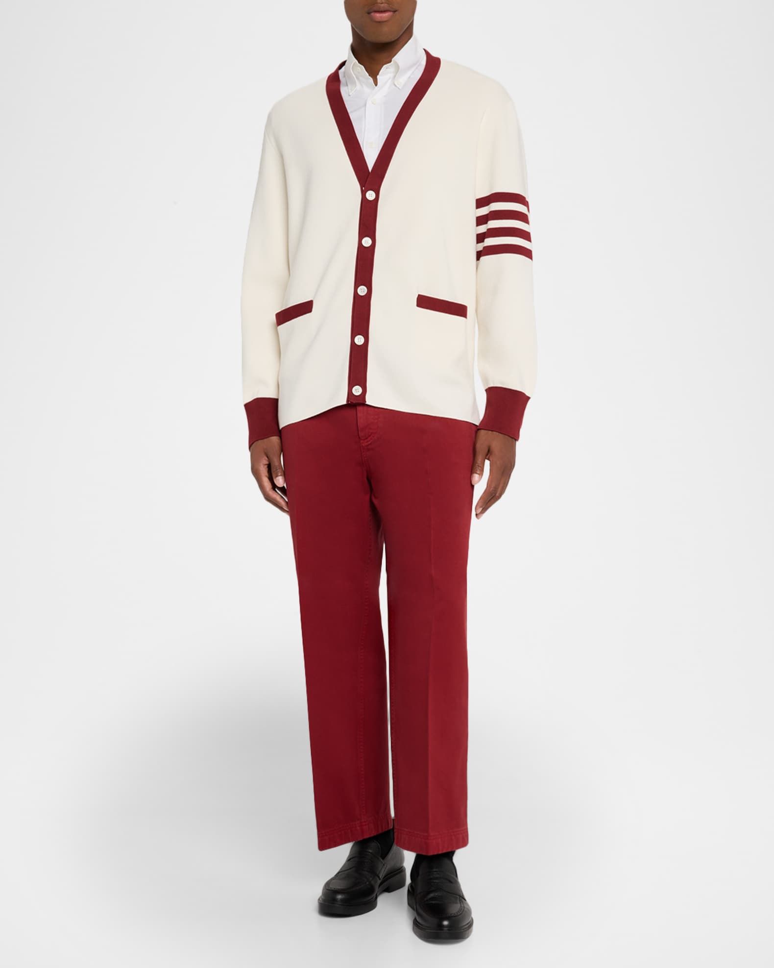 Men's Cotton 4-Bar Stripe Sleeve Cardigan 1