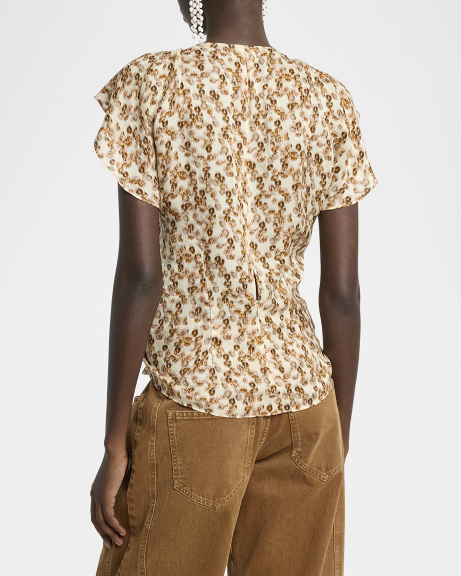 Isabel Marant Lonea Ruched Short-Sleeve Top | Neiman Marcus