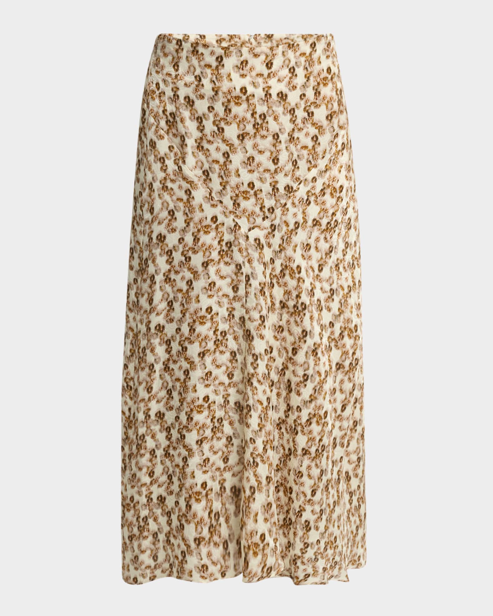 Lisanne Abstract-Print Silk Midi Skirt 0