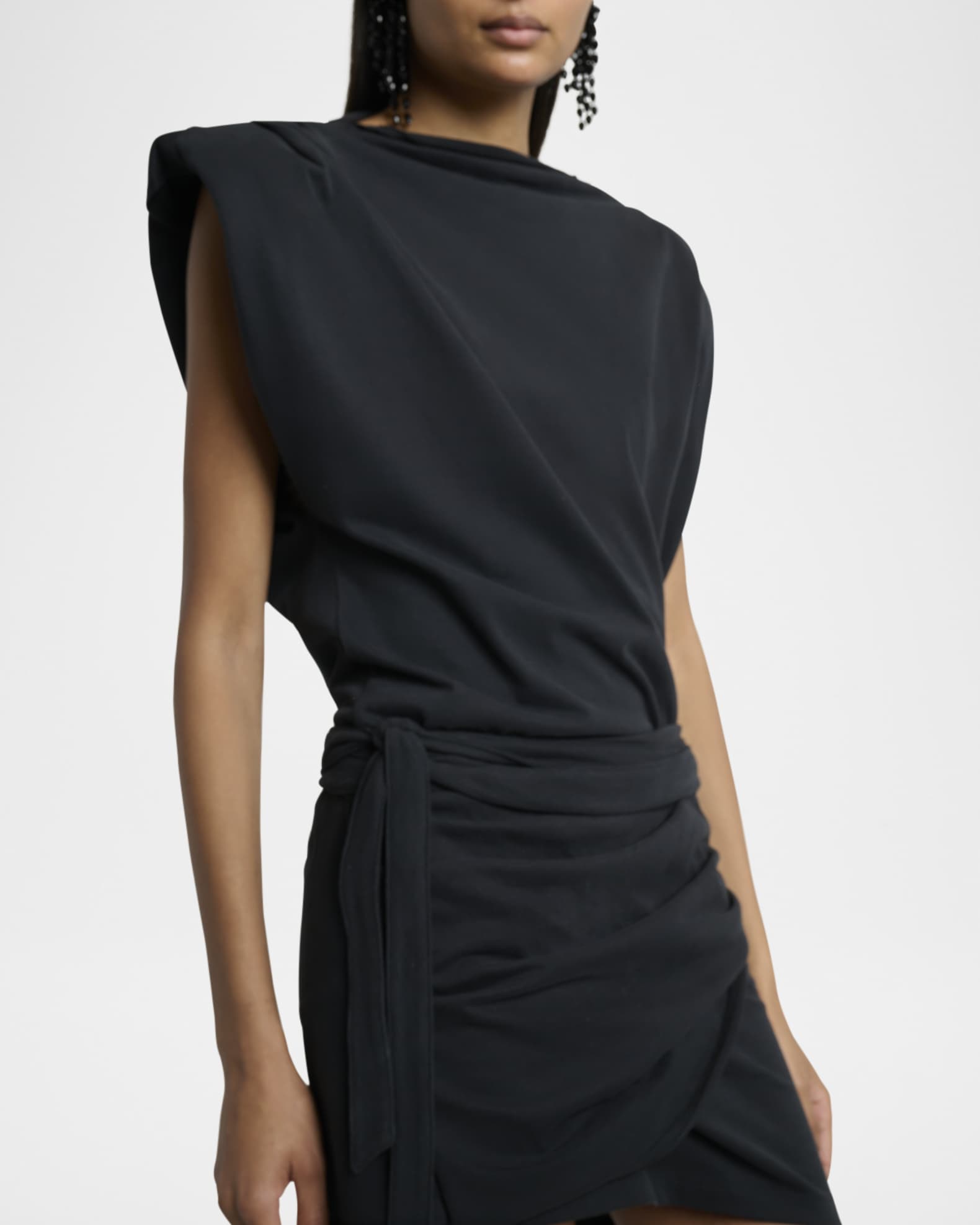 Isabel Marant Marielle Strong-Shoulder Wrap Mini Dress