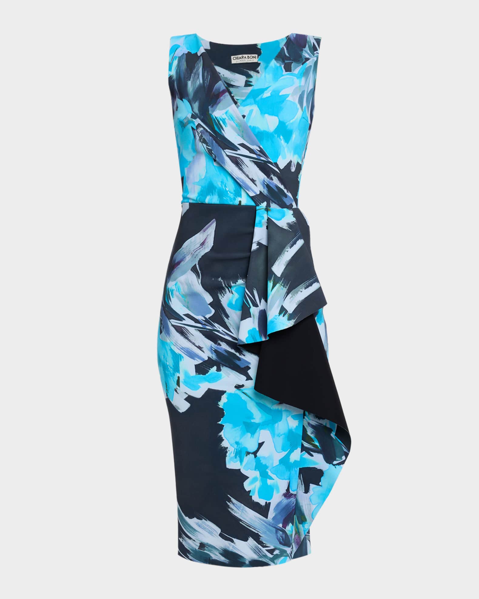 Draped Abstract-Print Bodycon Dress 0