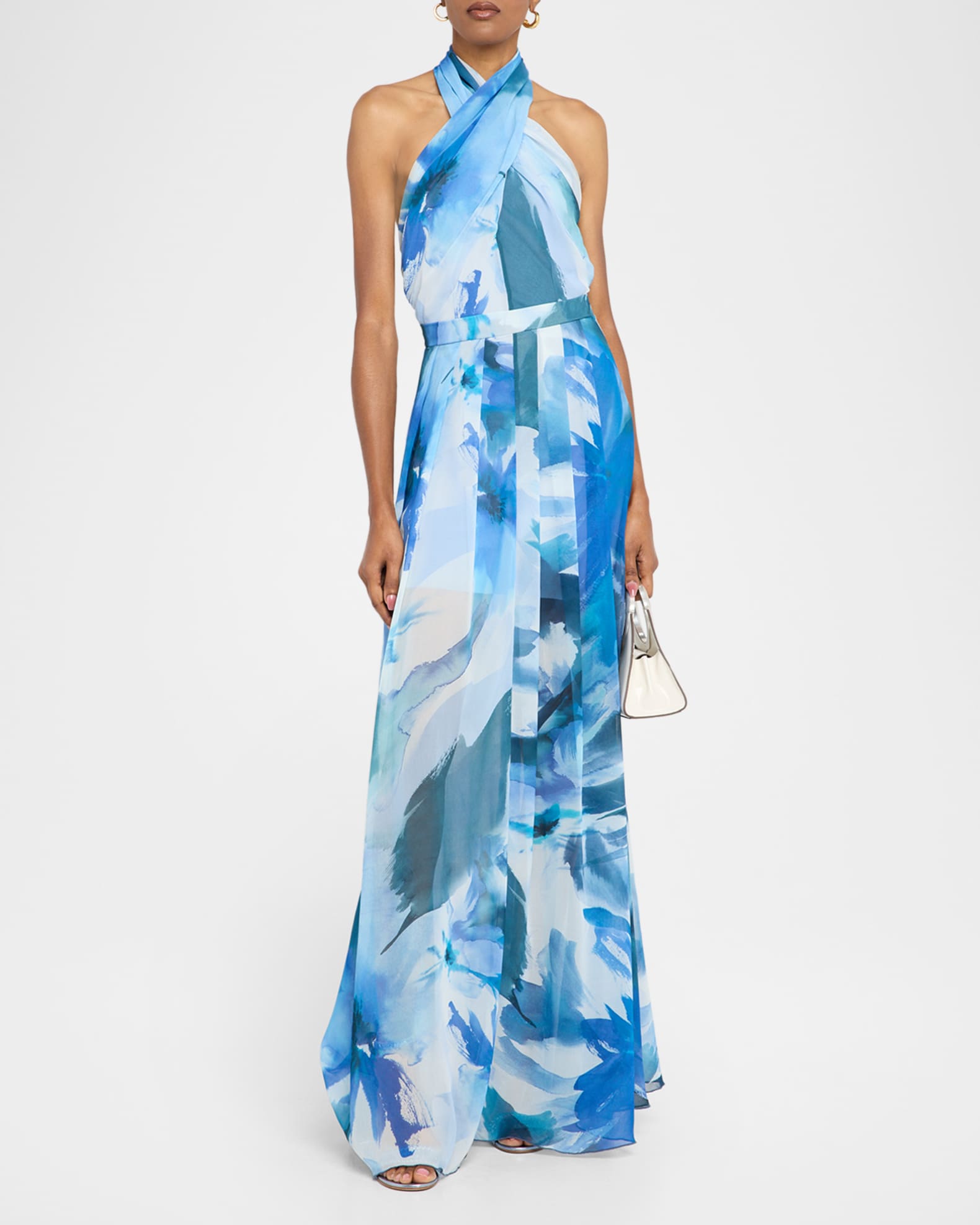Floral Georgette Halter Gown 1