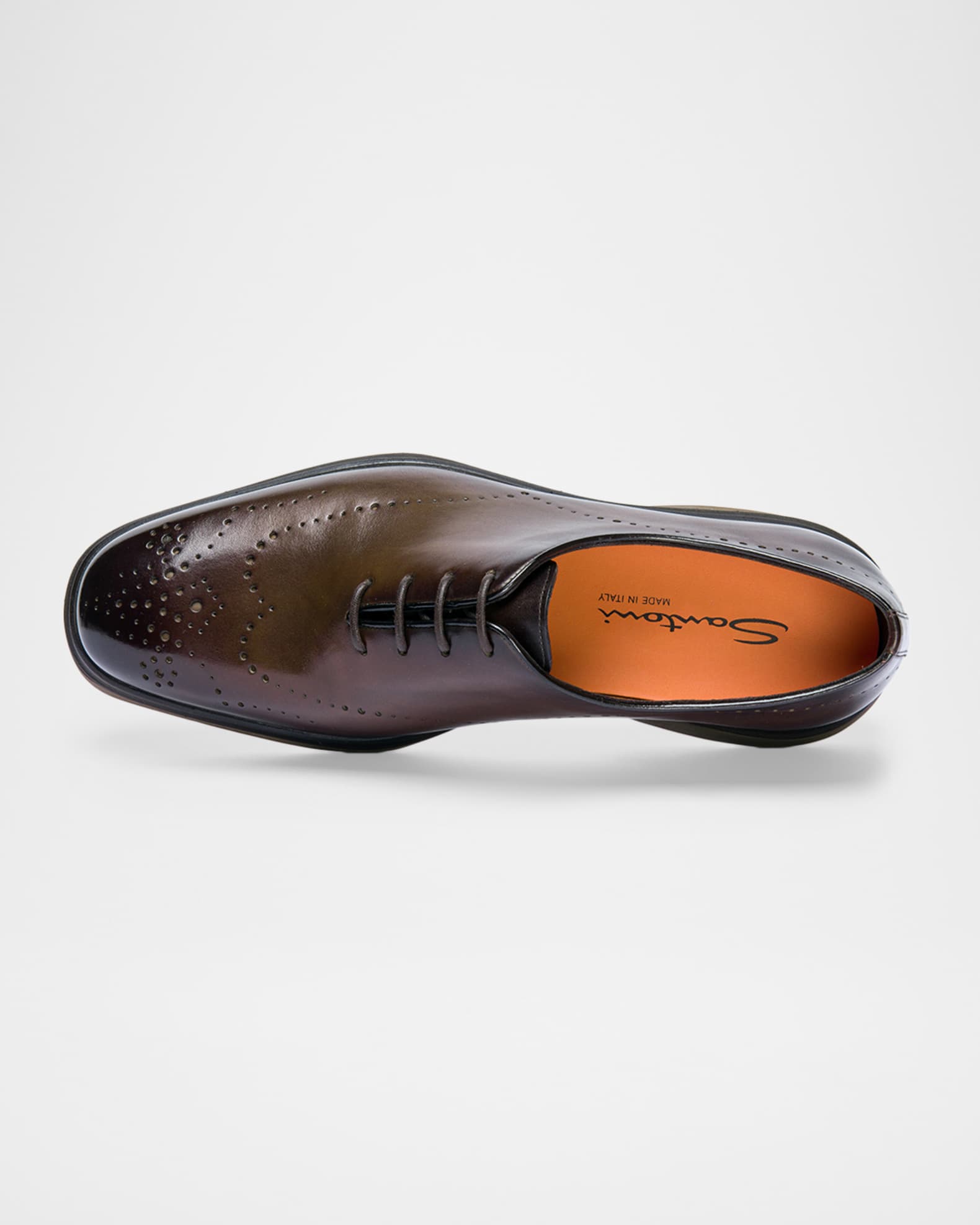 Santoni Men's Easy Nova Leather Brogue Oxford Shoes | Neiman Marcus