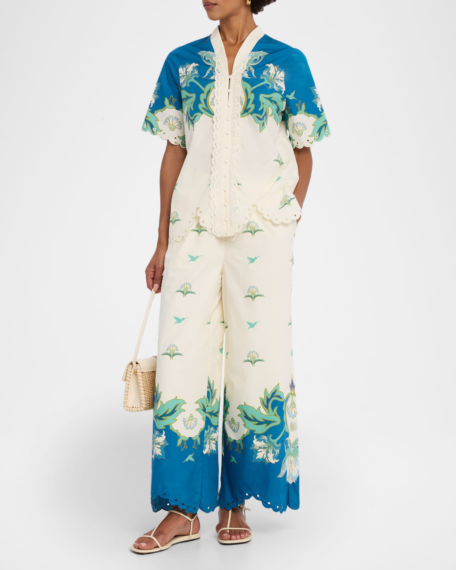 Cortez Scalloped Floral-Print Cotton Shirt 1