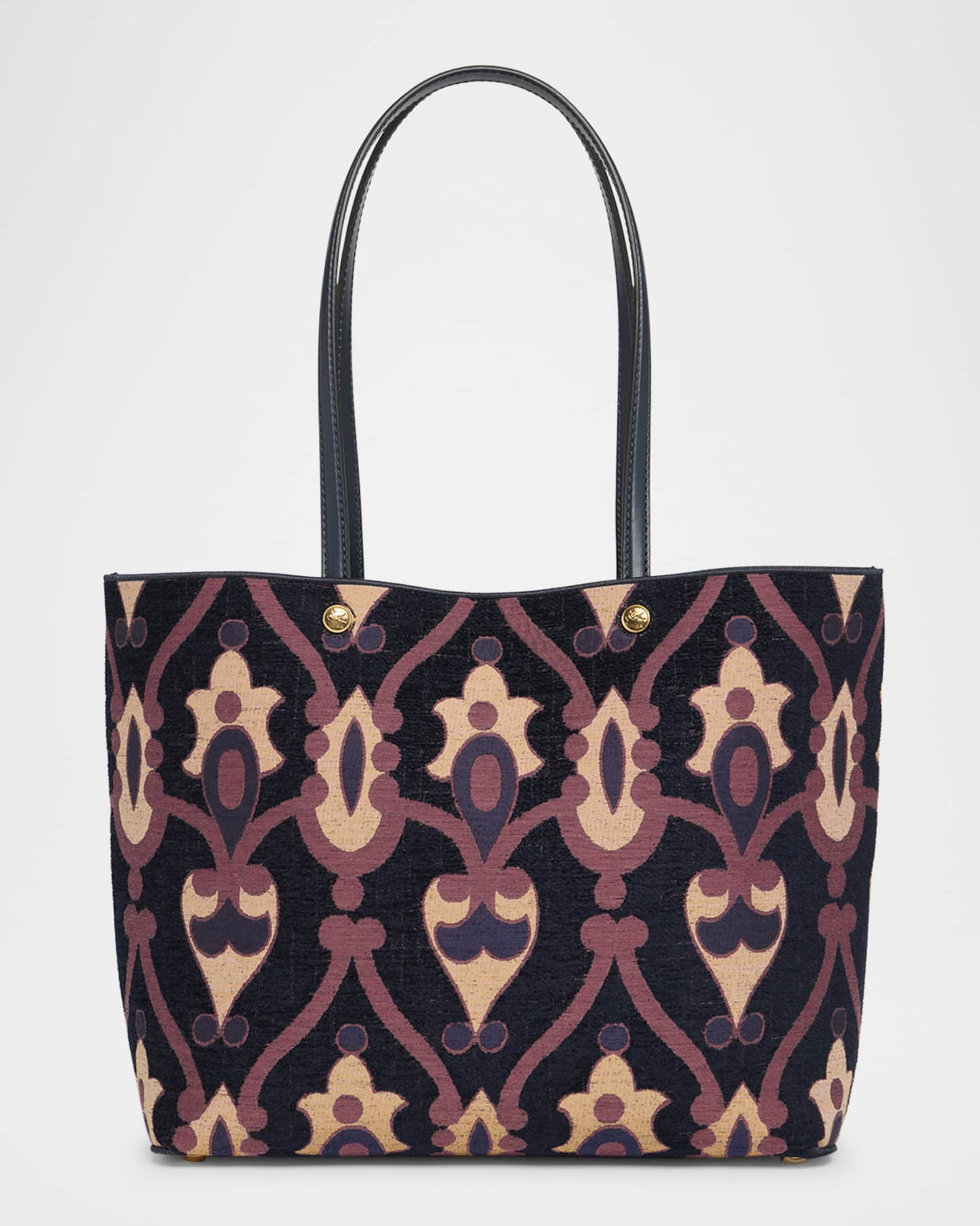 ETRO｜TOTEBAGS (WP1B0001AU022 N0000) Etro Signature Black Embossed Paisley Leather Zippered