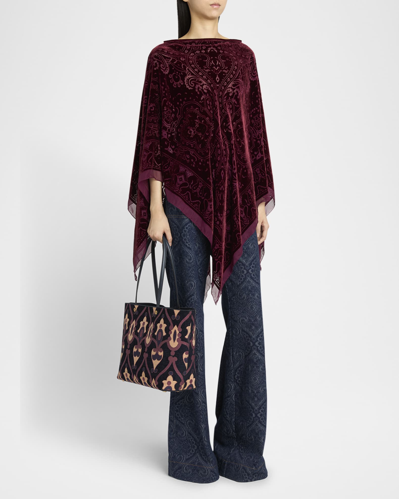 Etro Essential Medium Jacquard Chenille Shopper Tote Bag