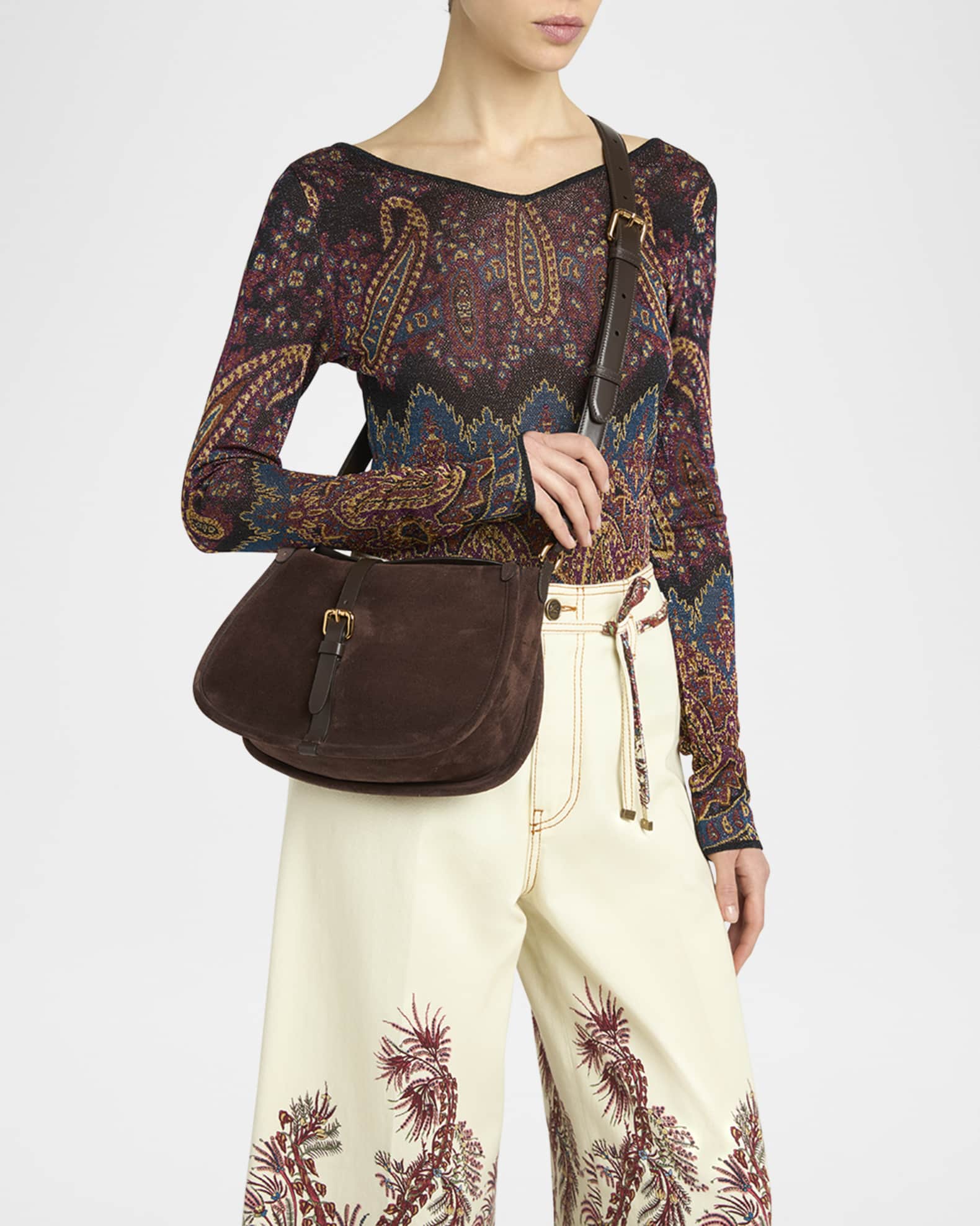 Pegaso Coin Suede Crossbody Bag 1
