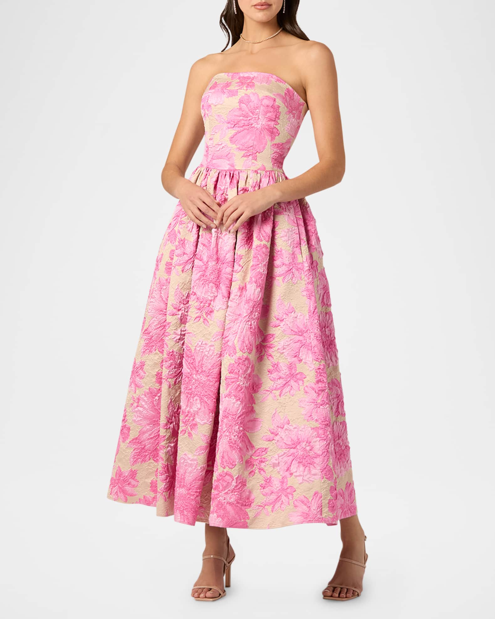Dana Strapless Floral Jacquard Maxi Dress 1