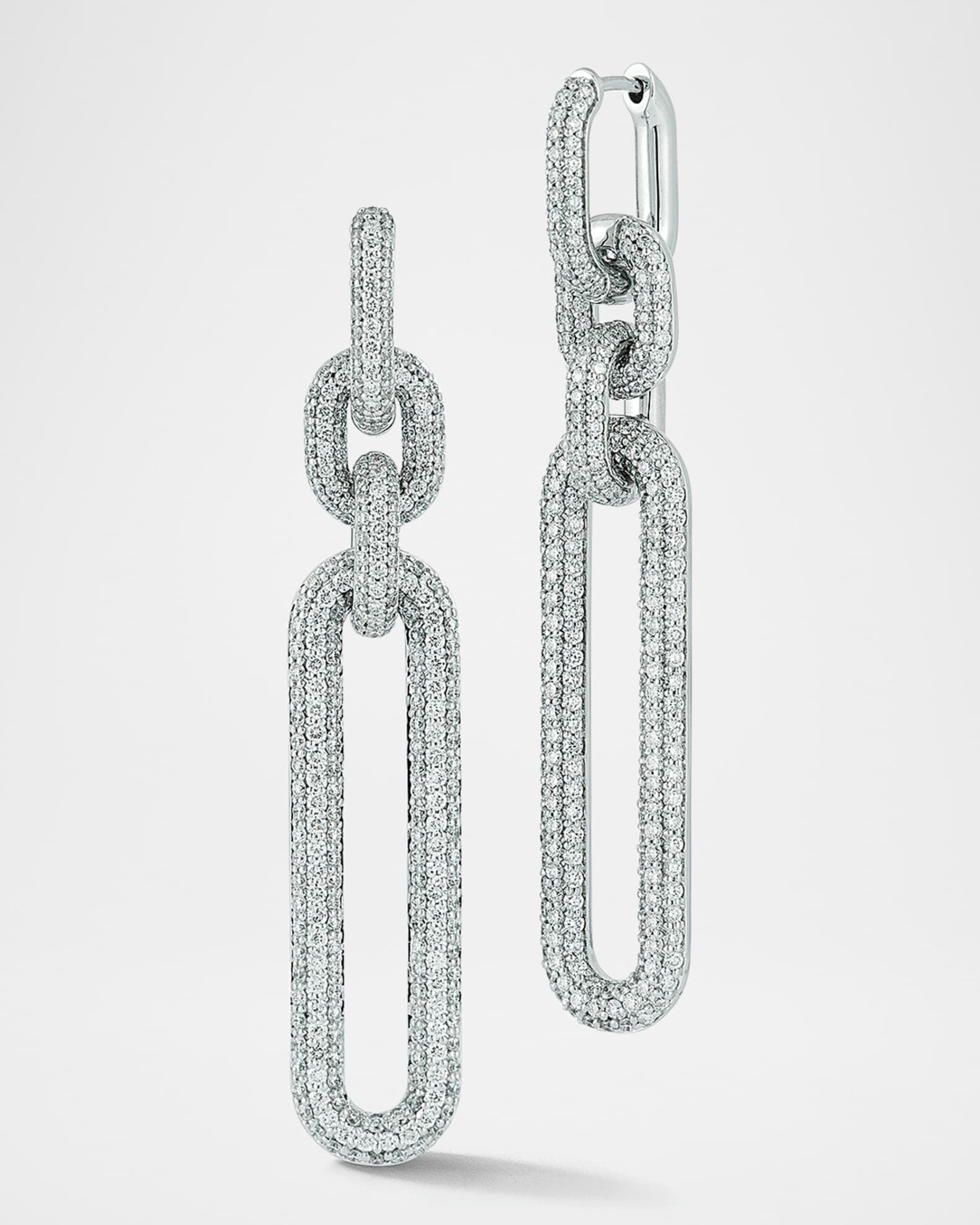 Morrell 18K White Gold All Diamond Drop Earrings 1