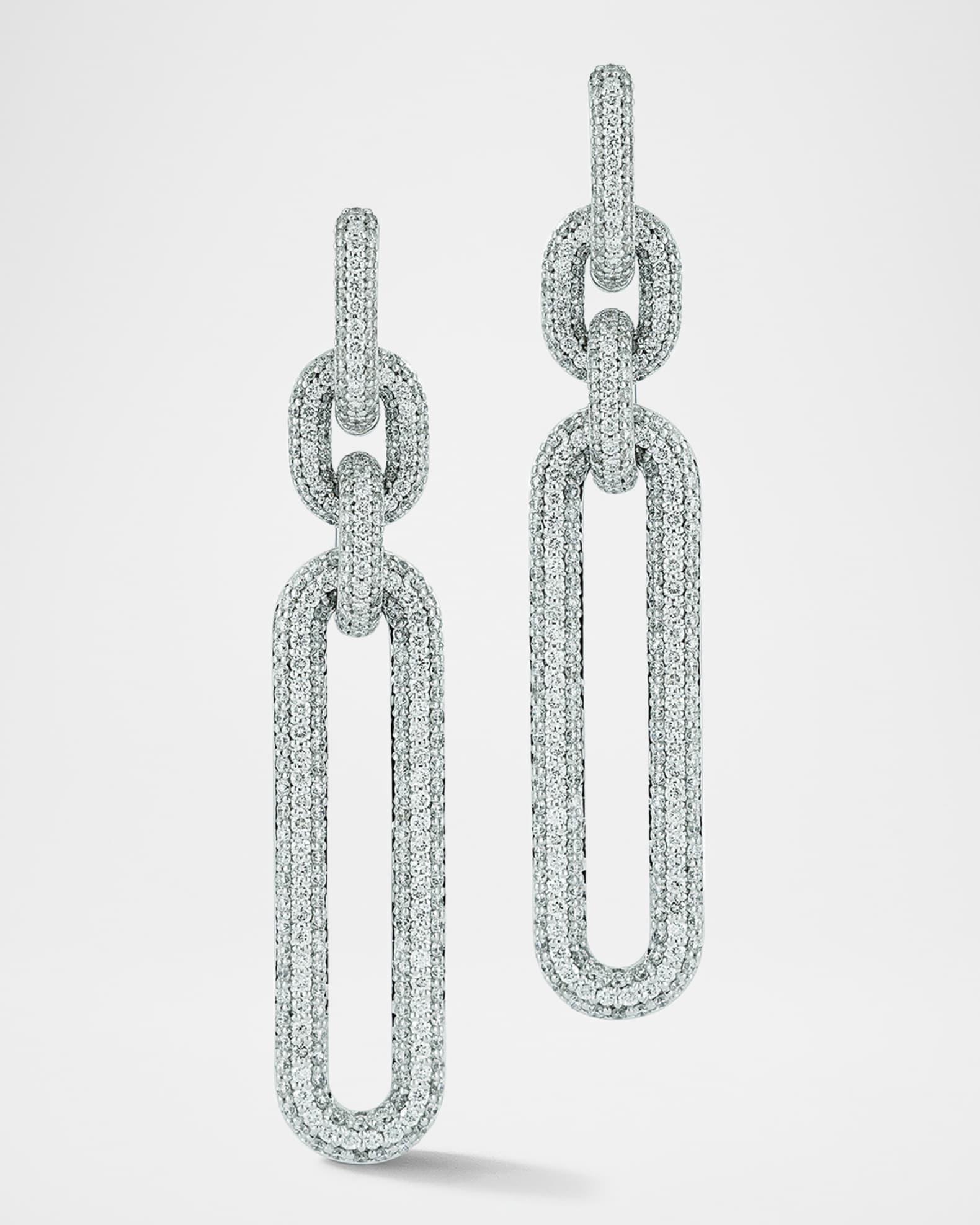 Morrell 18K White Gold All Diamond Drop Earrings 0