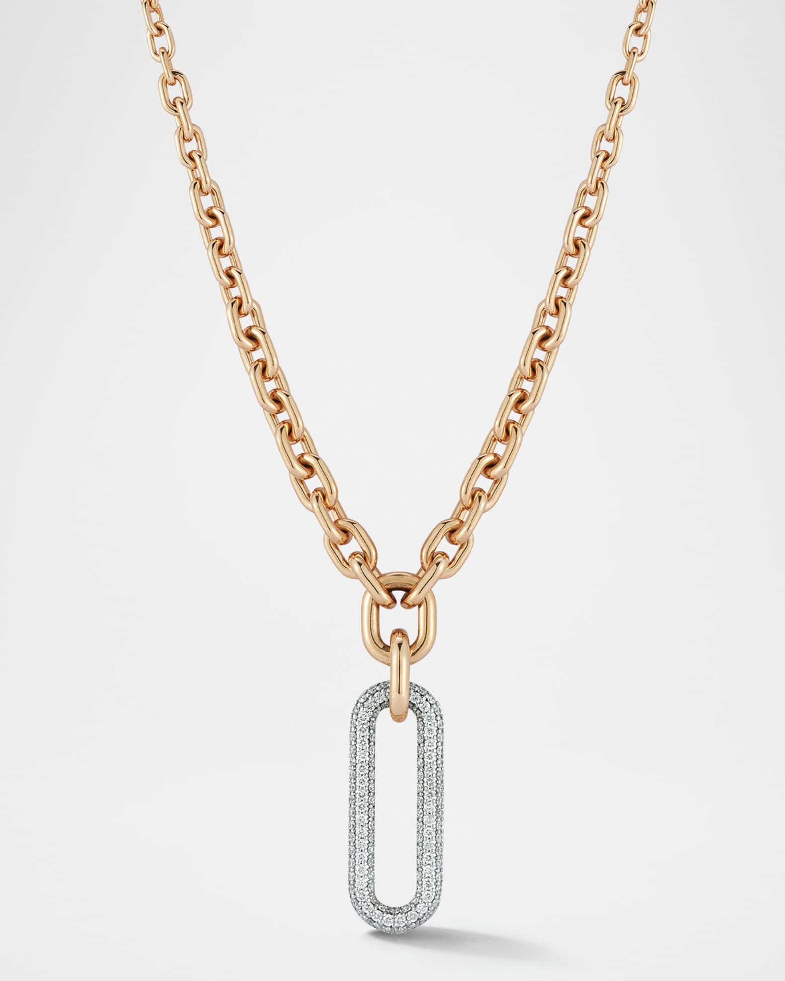 Morrell Graduated Link Necklace with Elongated Diamond Link 0