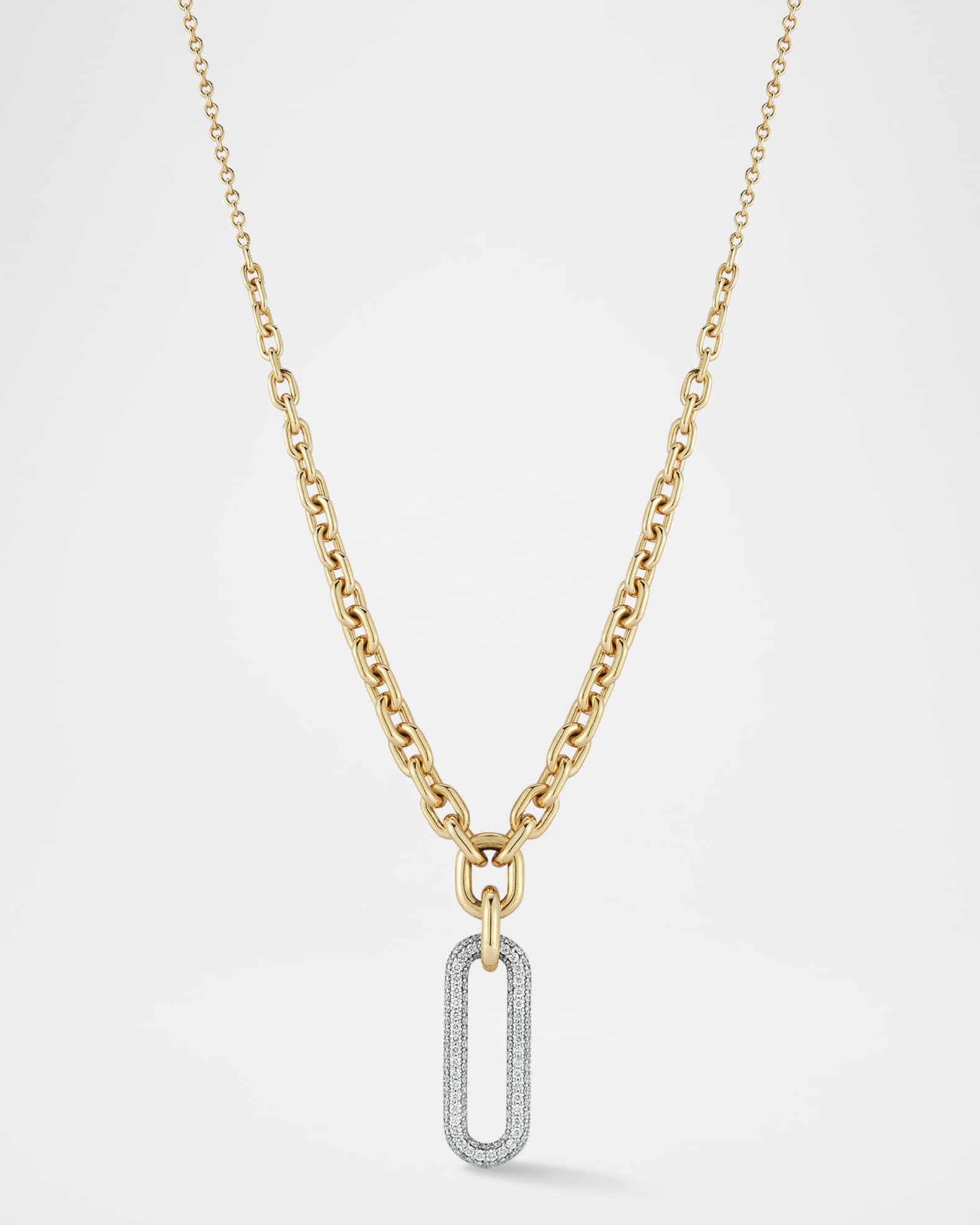 Morrell Graduated Link Necklace with Elongated Diamond Link 0