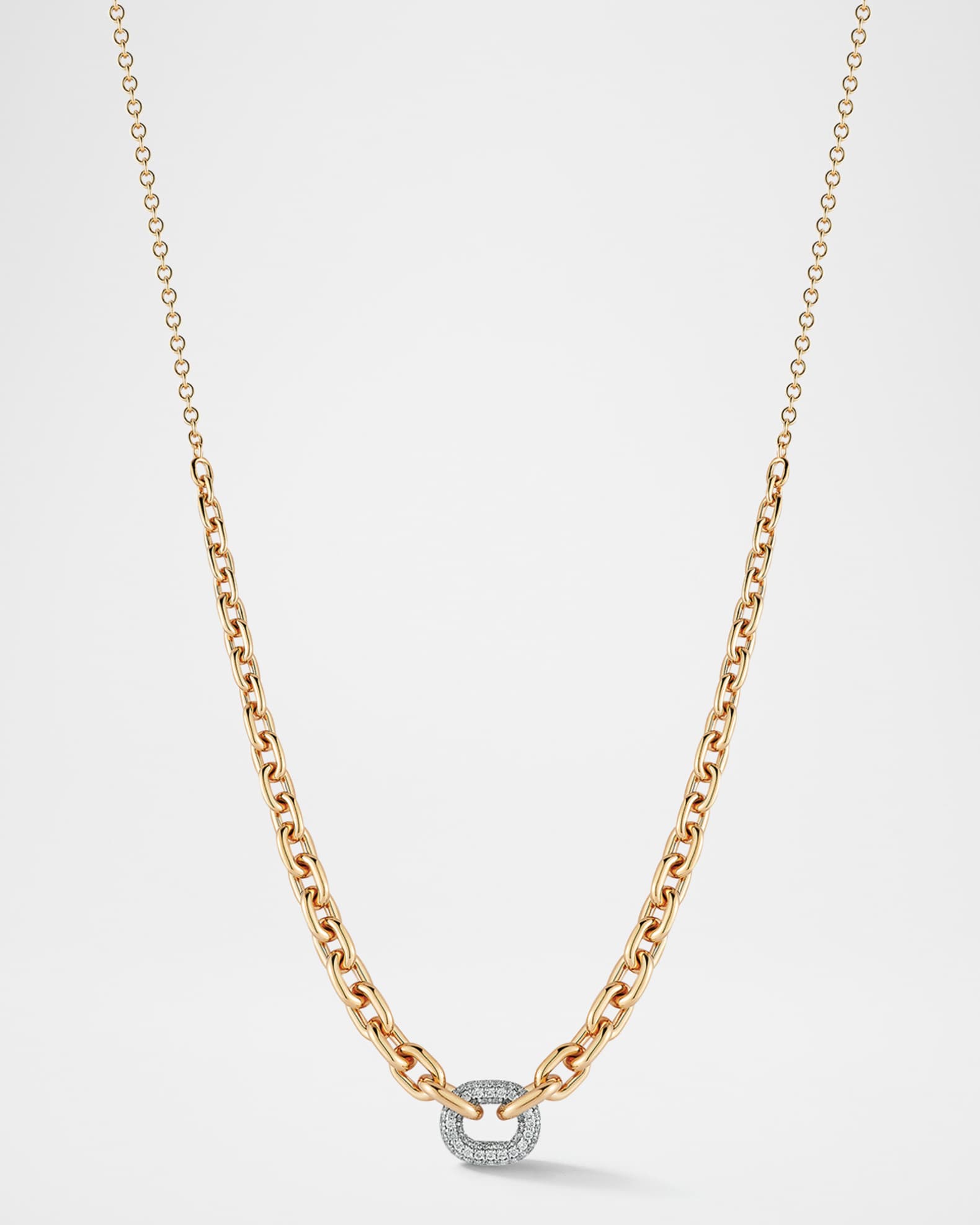 Morrell Graduated Link Necklace with Single Diamond Link 0