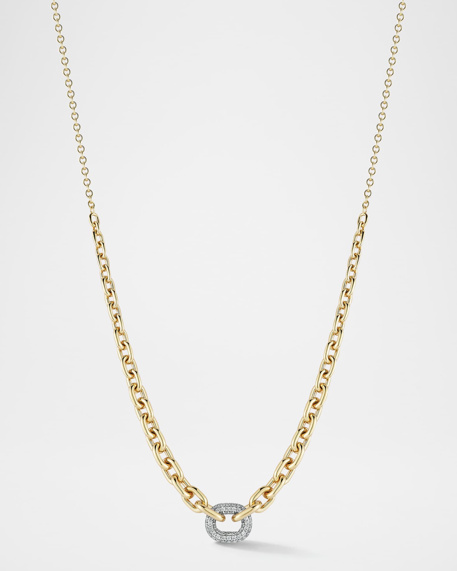 Morrell Graduated Link Necklace with Single Diamond Link 0