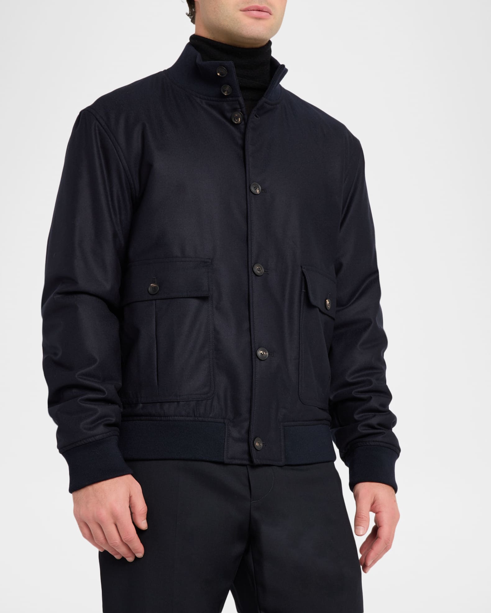 Emporio Armani Men's Wool-Blend Stand Collar Bomber Jacket
