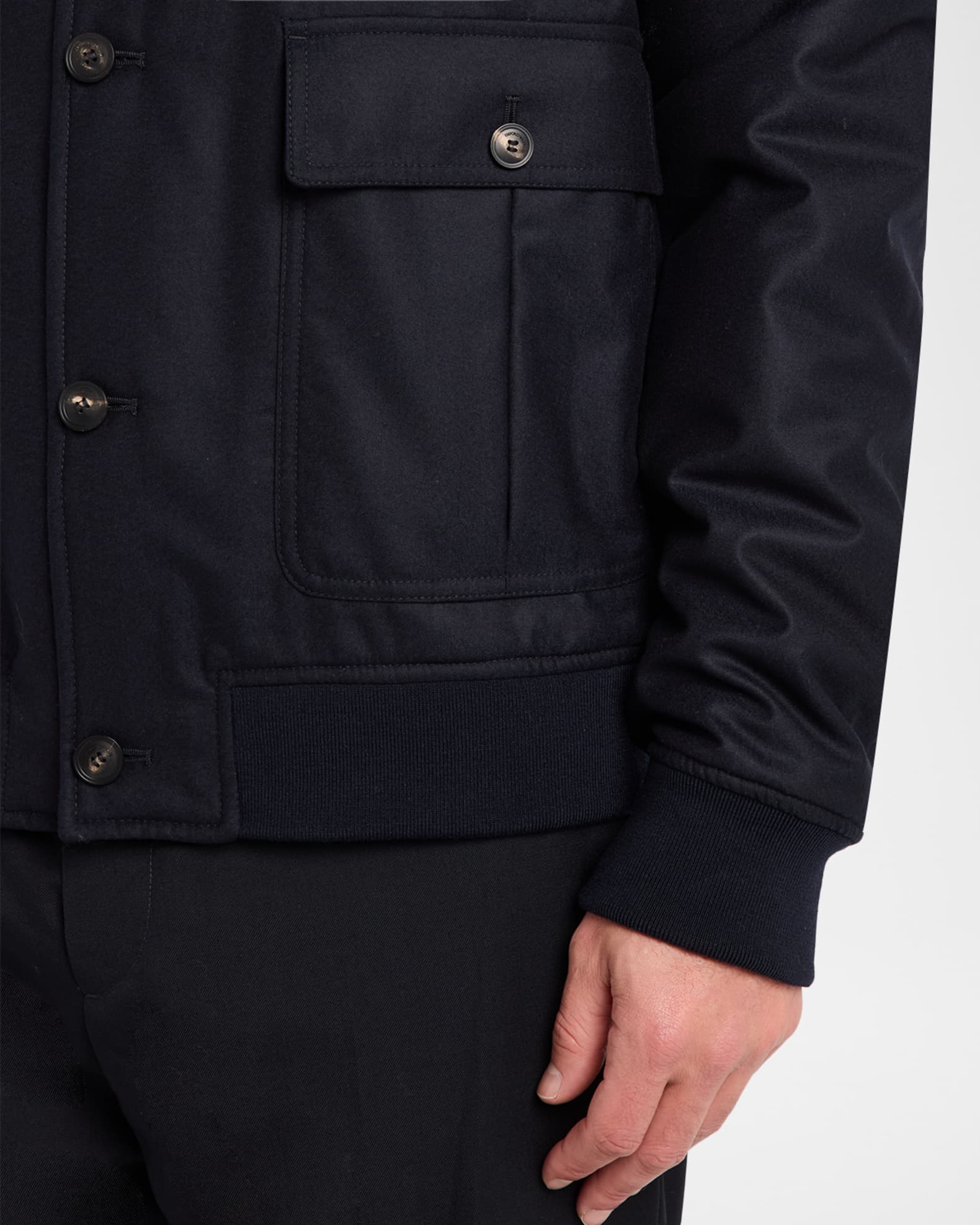 Emporio Armani Men's Wool-Blend Stand Collar Bomber Jacket