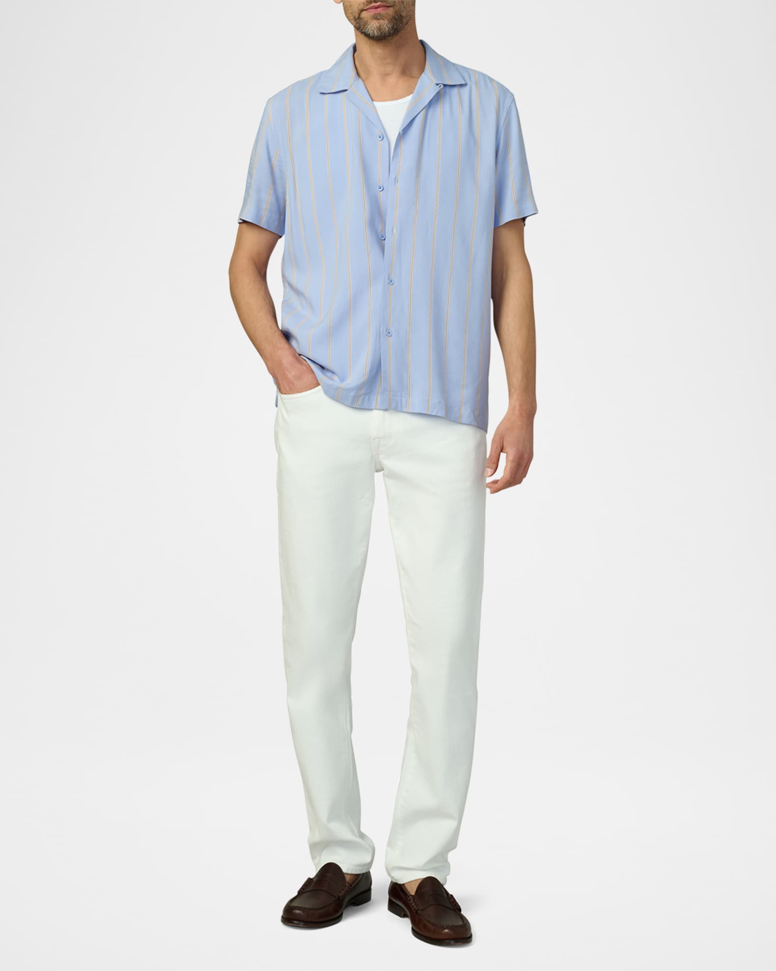 Men's Viscose Stripe Camp Shirt 1