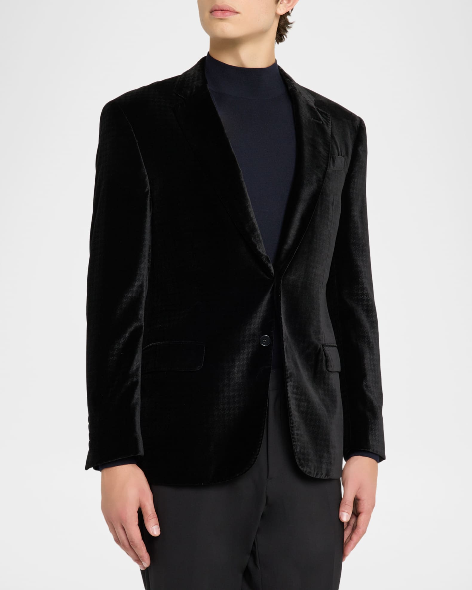 Emporio Armani Men's Houndstooth Velvet Dinner Jacket | Neiman Marcus