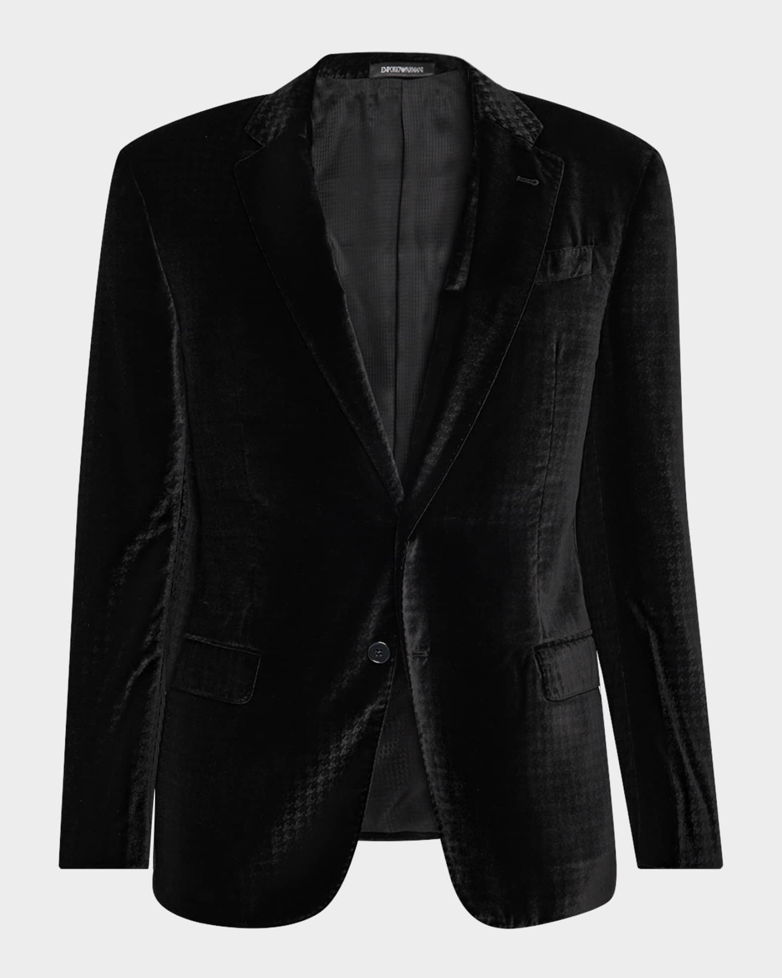 Emporio Armani Men's Houndstooth Velvet Dinner Jacket | Neiman Marcus