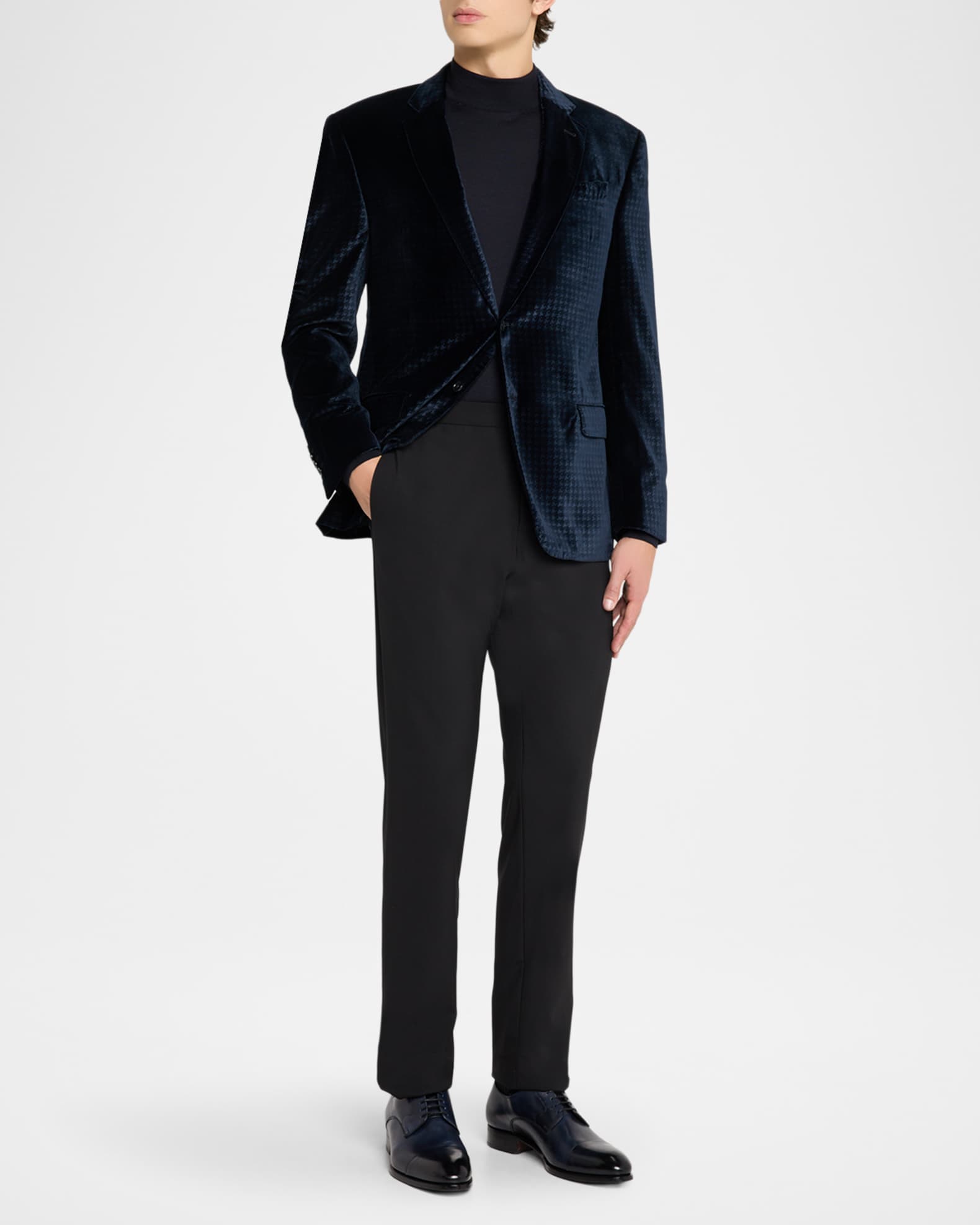 Emporio Armani Men's Houndstooth Velvet Dinner Jacket | Neiman Marcus