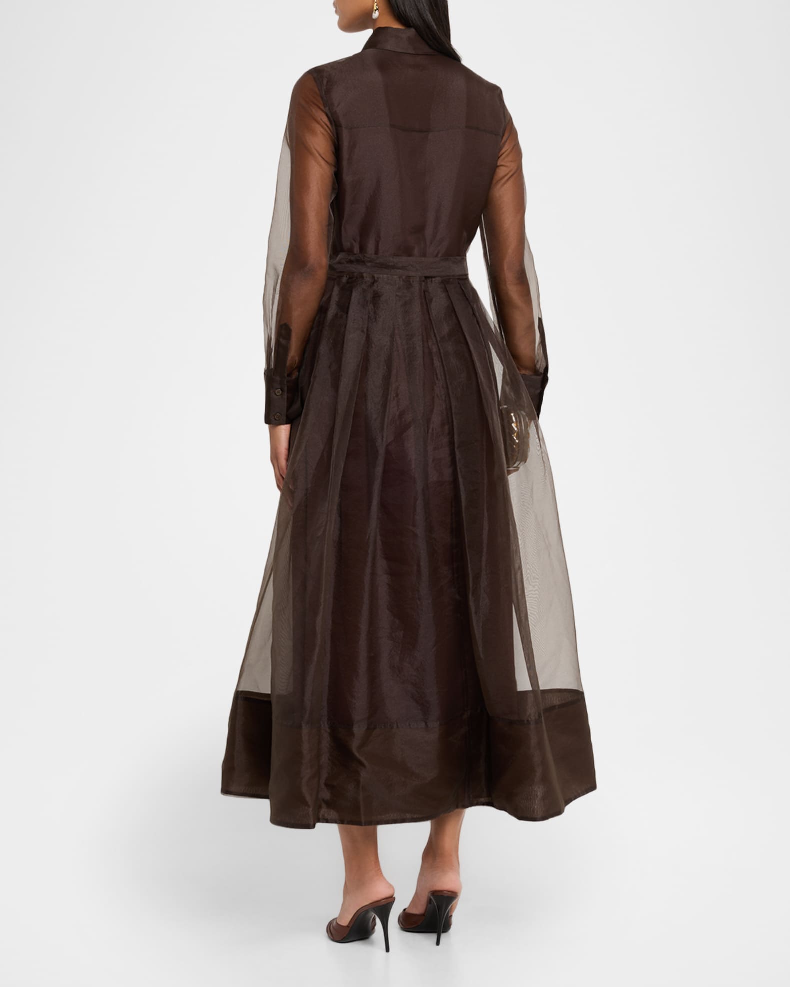 simkhai brown dress Jazz Pintuck Midi Dress - Chocolate Brown
