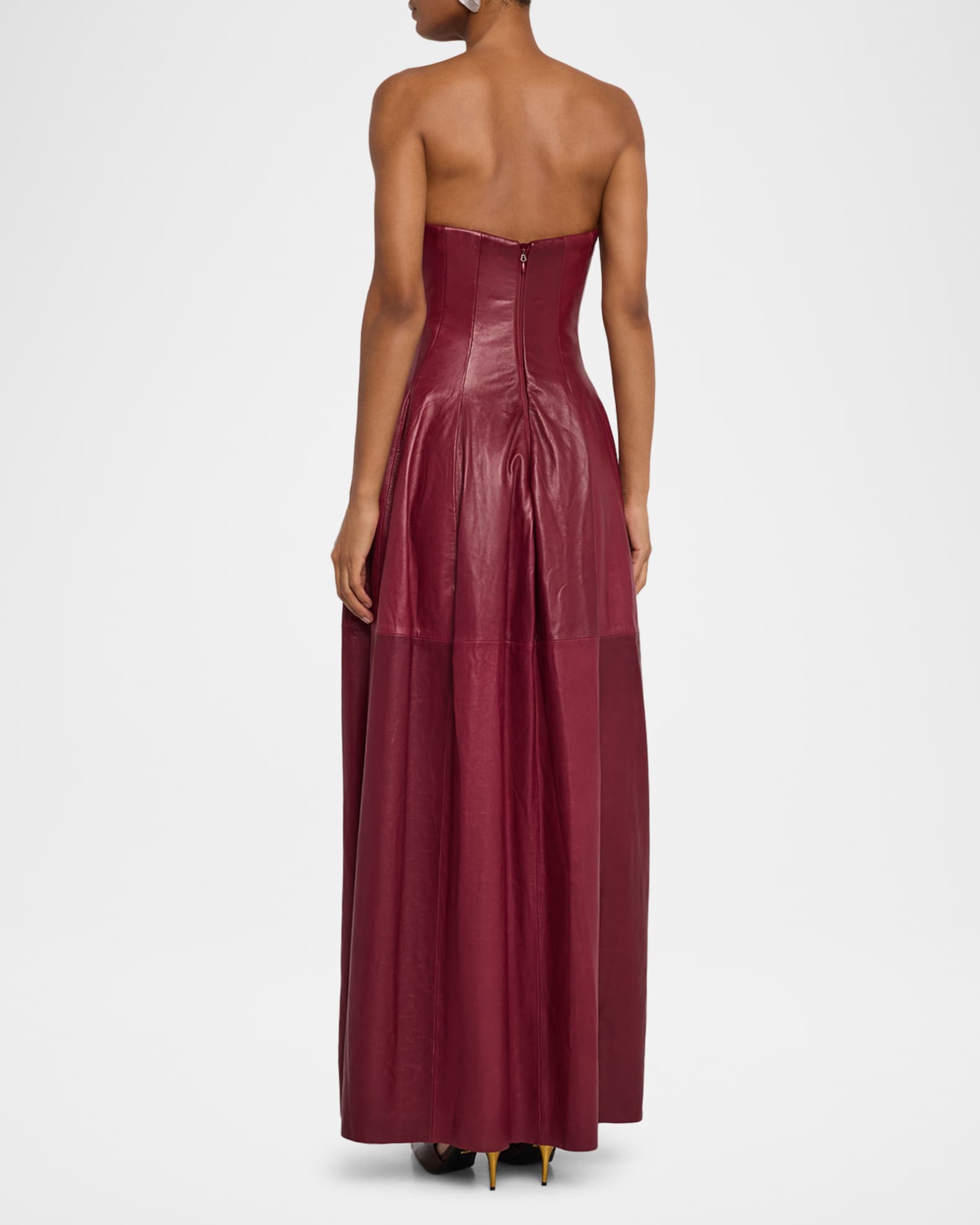 burgundy leather strapless dress Leather Dress main image 0