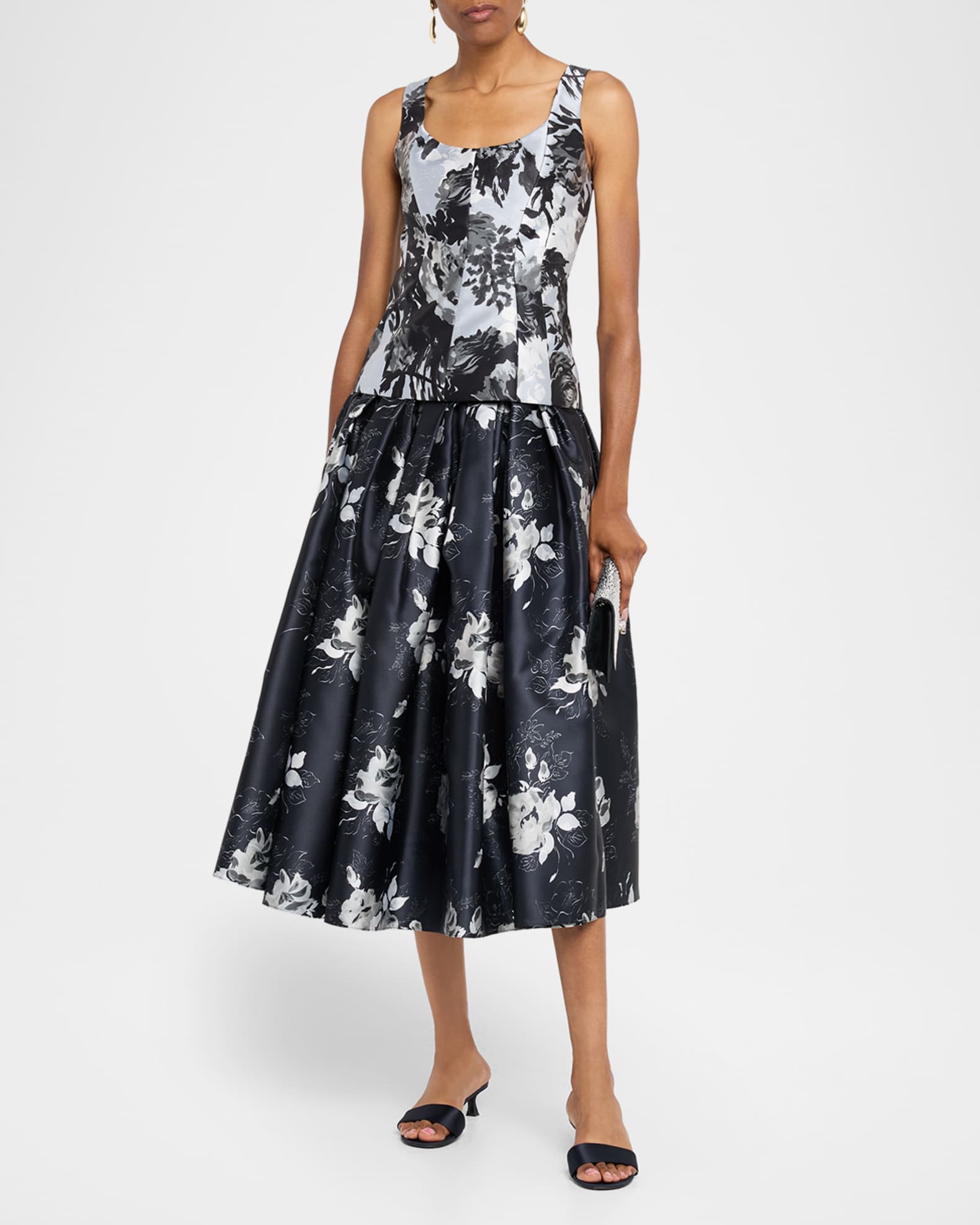 Floral Pleated Midi Skirt 1