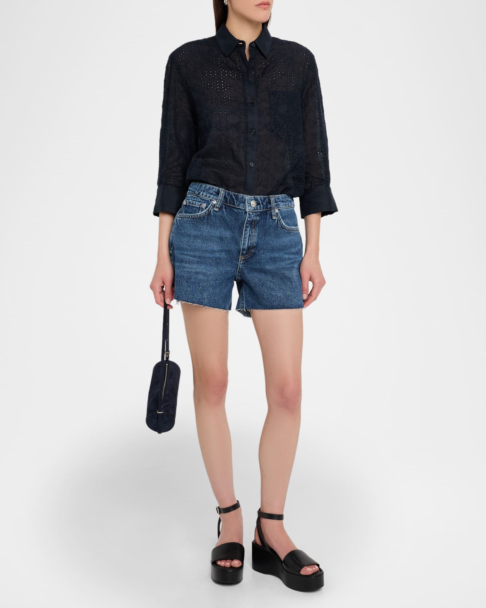 Rag & Bone Kaia High-Rise Cut-Off Denim Shorts | Neiman Marcus