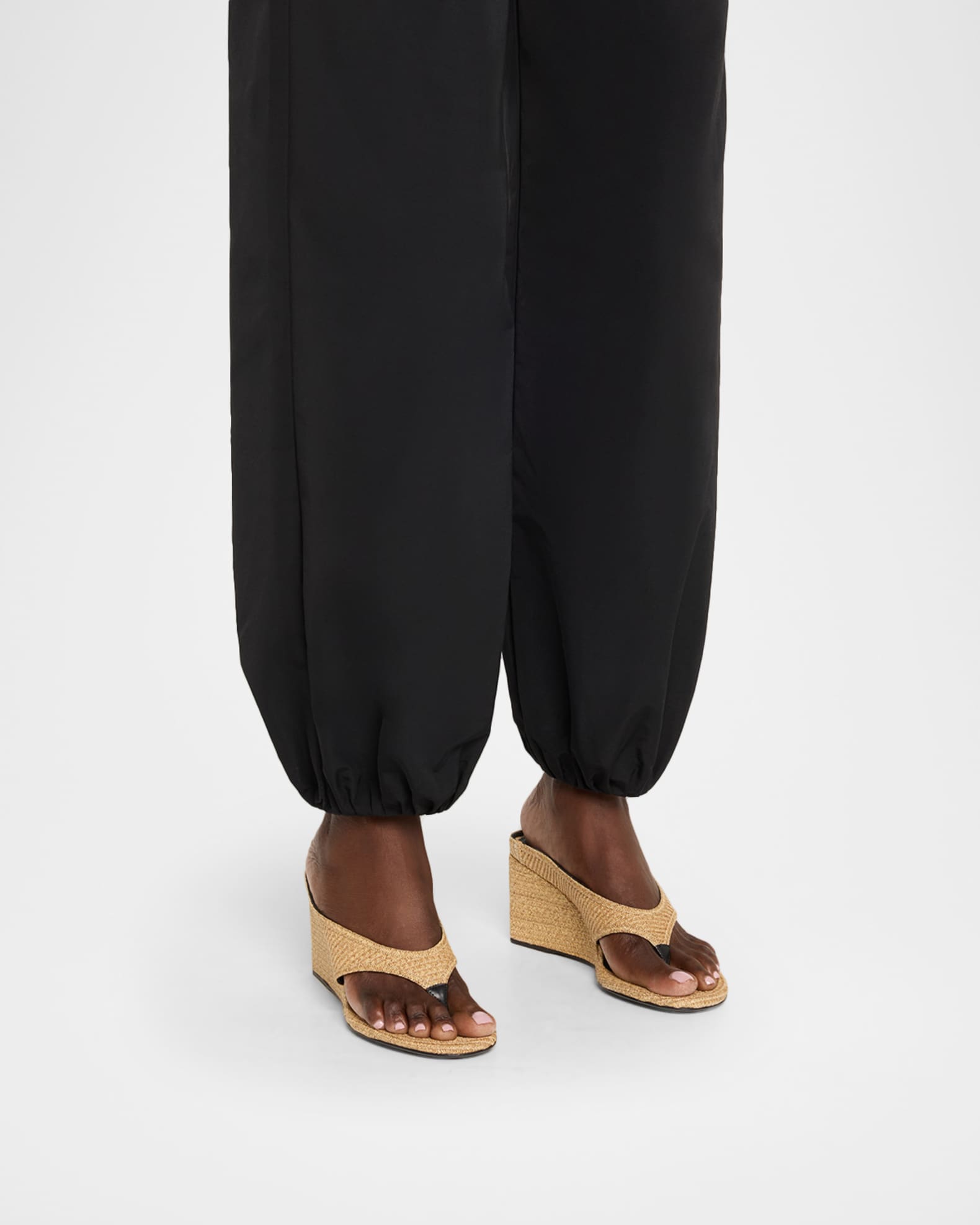 ALAIA Raffia Wedge Thong Sandals | Neiman Marcus