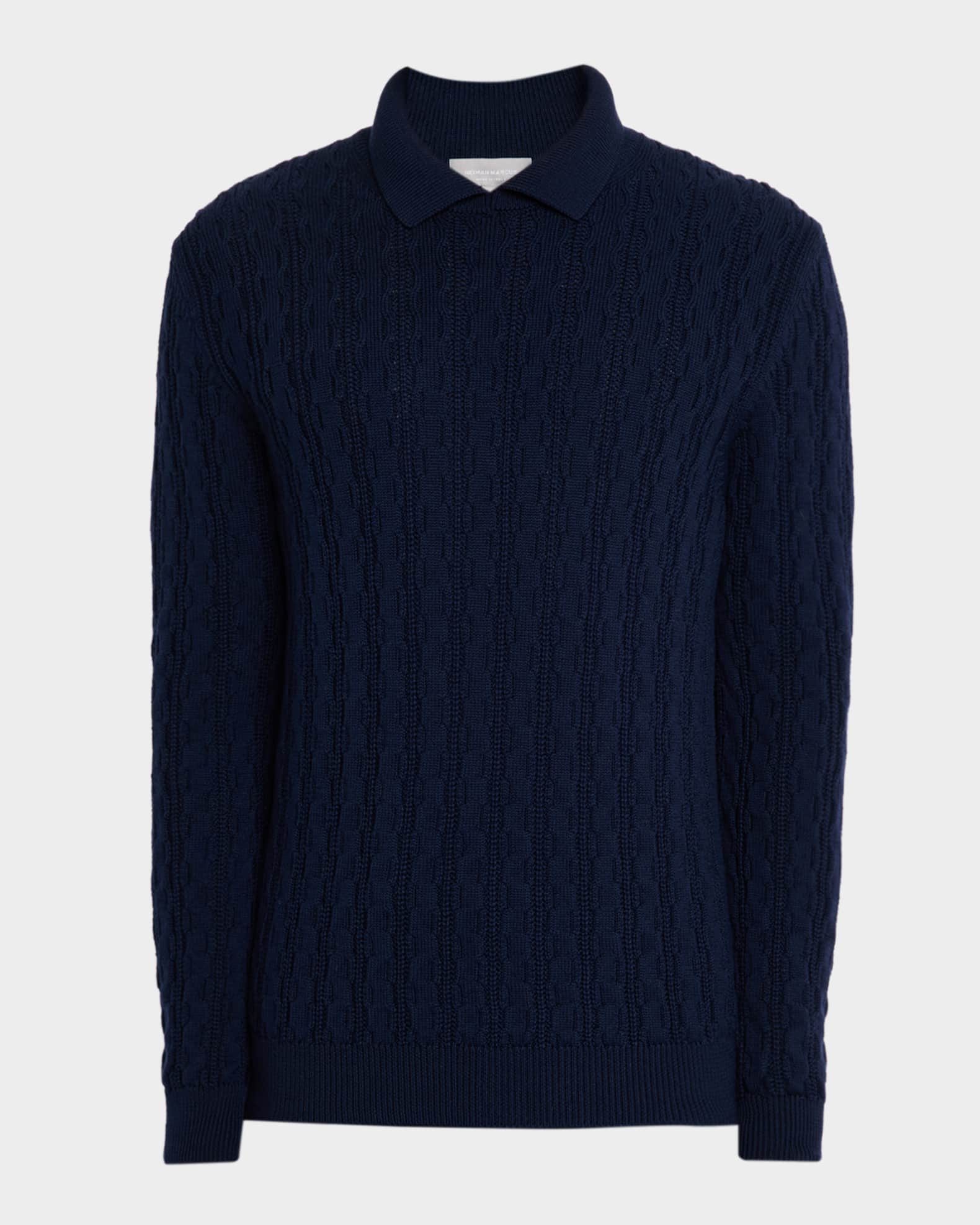 Bergdorf Goodman Men's Elvis Merino Wool Polo Sweater | Neiman Marcus