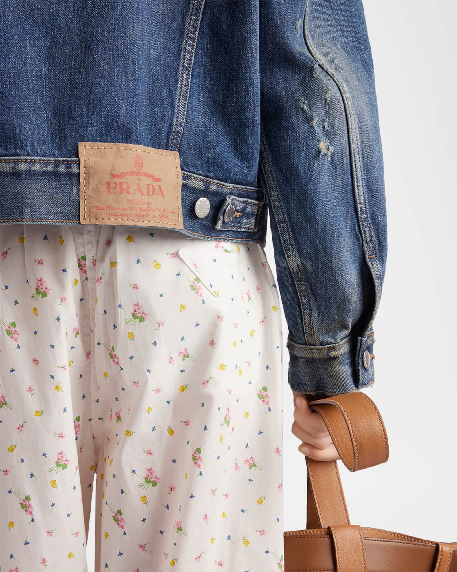 Prada Floral-Print Batiste Pants | Neiman Marcus