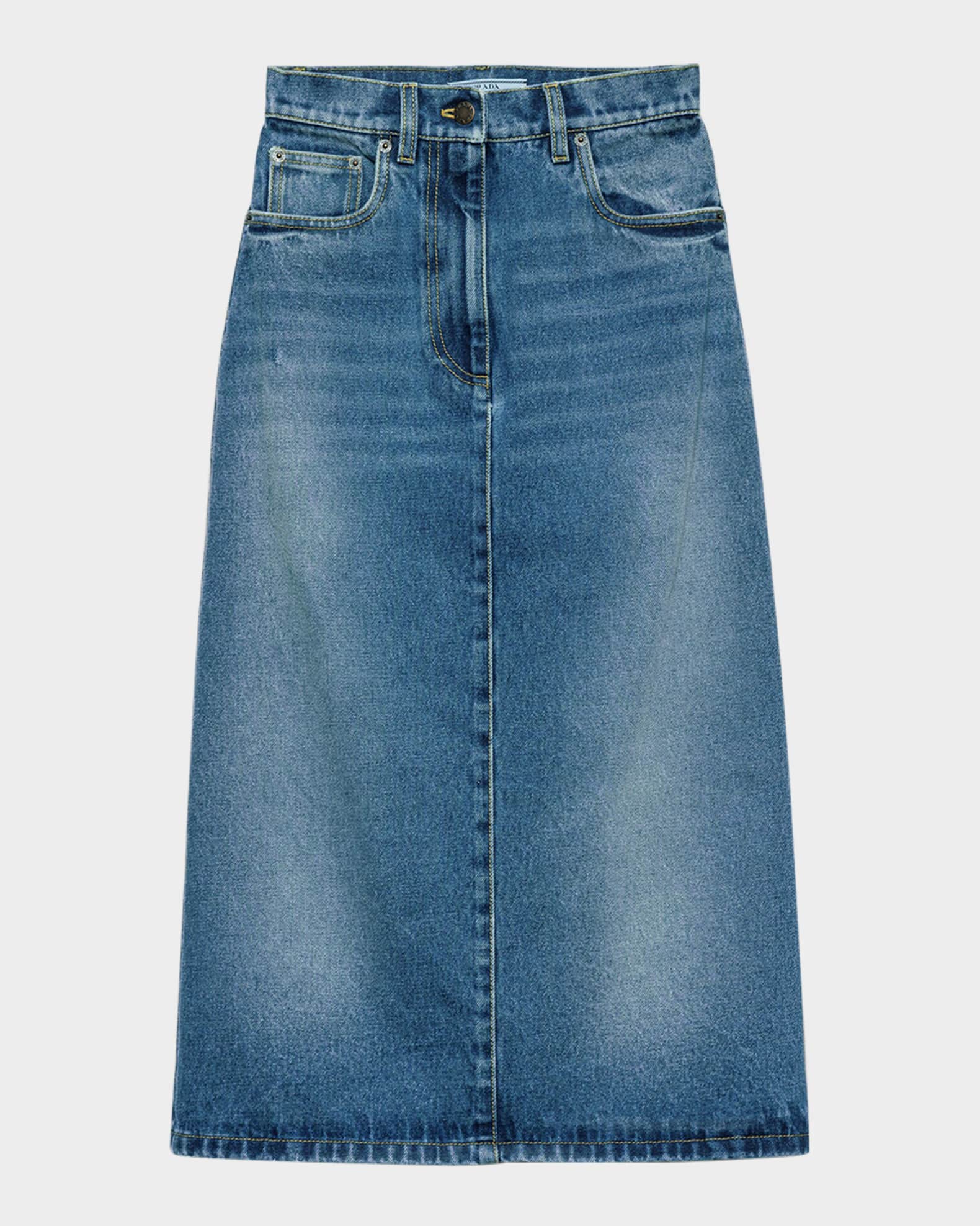 スカート Prada Denim Skirt Prada Flared Denim Midi Skirt | Neiman Marcus