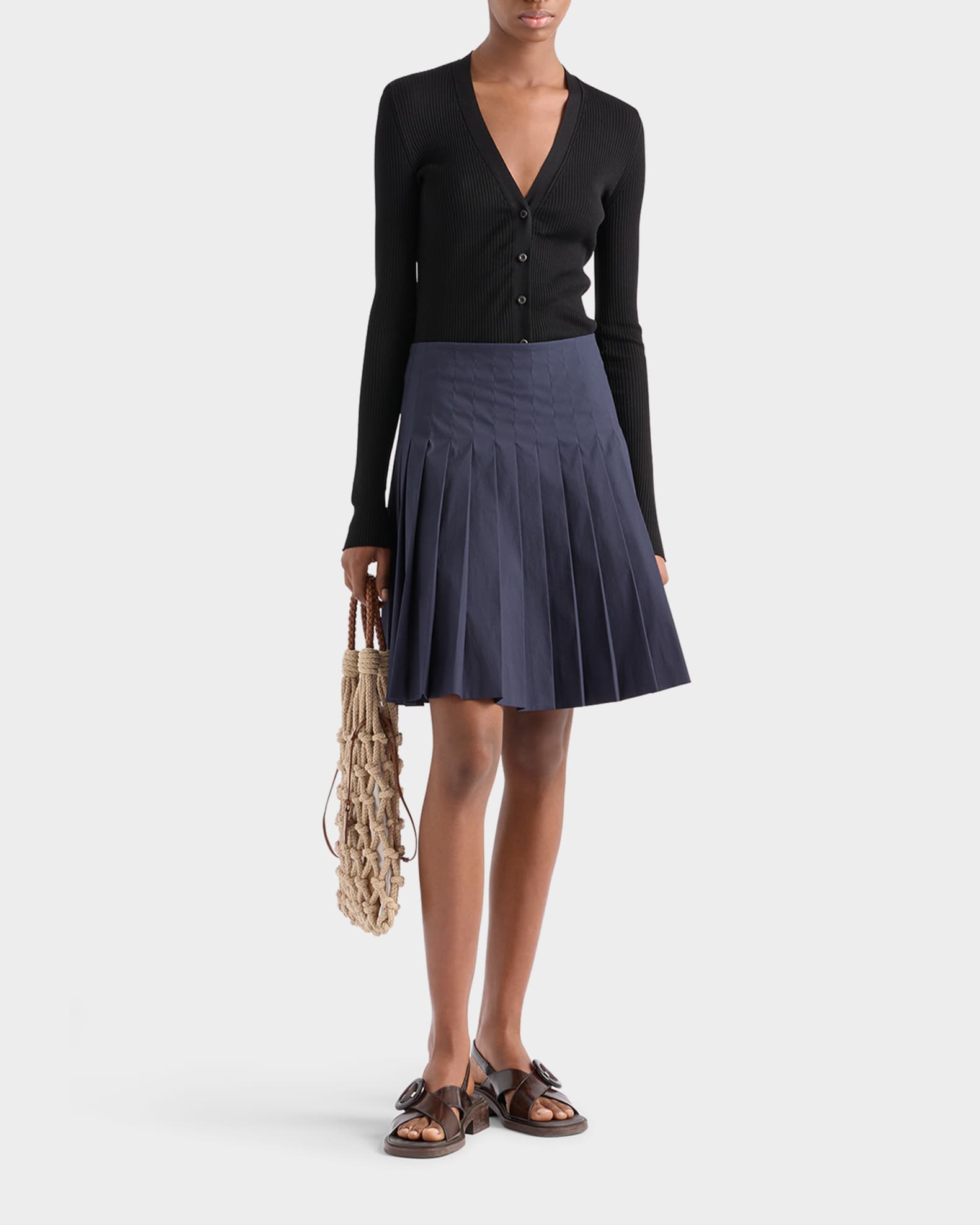 Prada スカート Pleated poplin skirt 関税込 Prada Pleated Poplin Short Skirt | Neiman Marcus