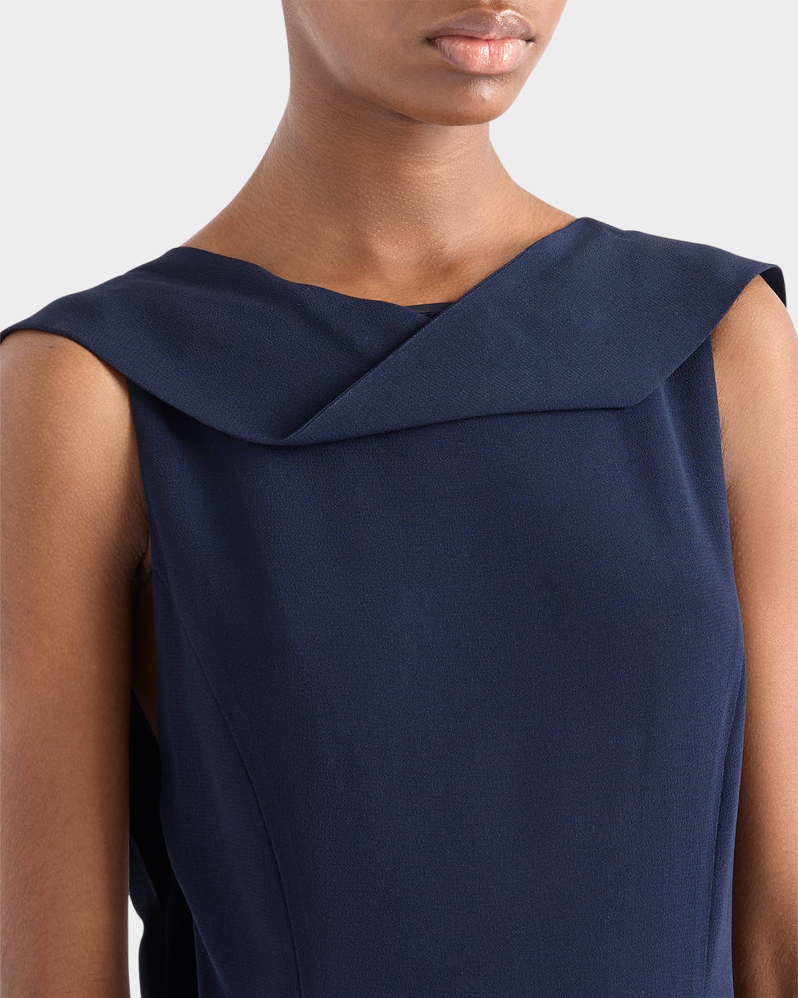 Prada Neck-Scarf Backless Cady Crepe Midi Dress | Neiman Marcus
