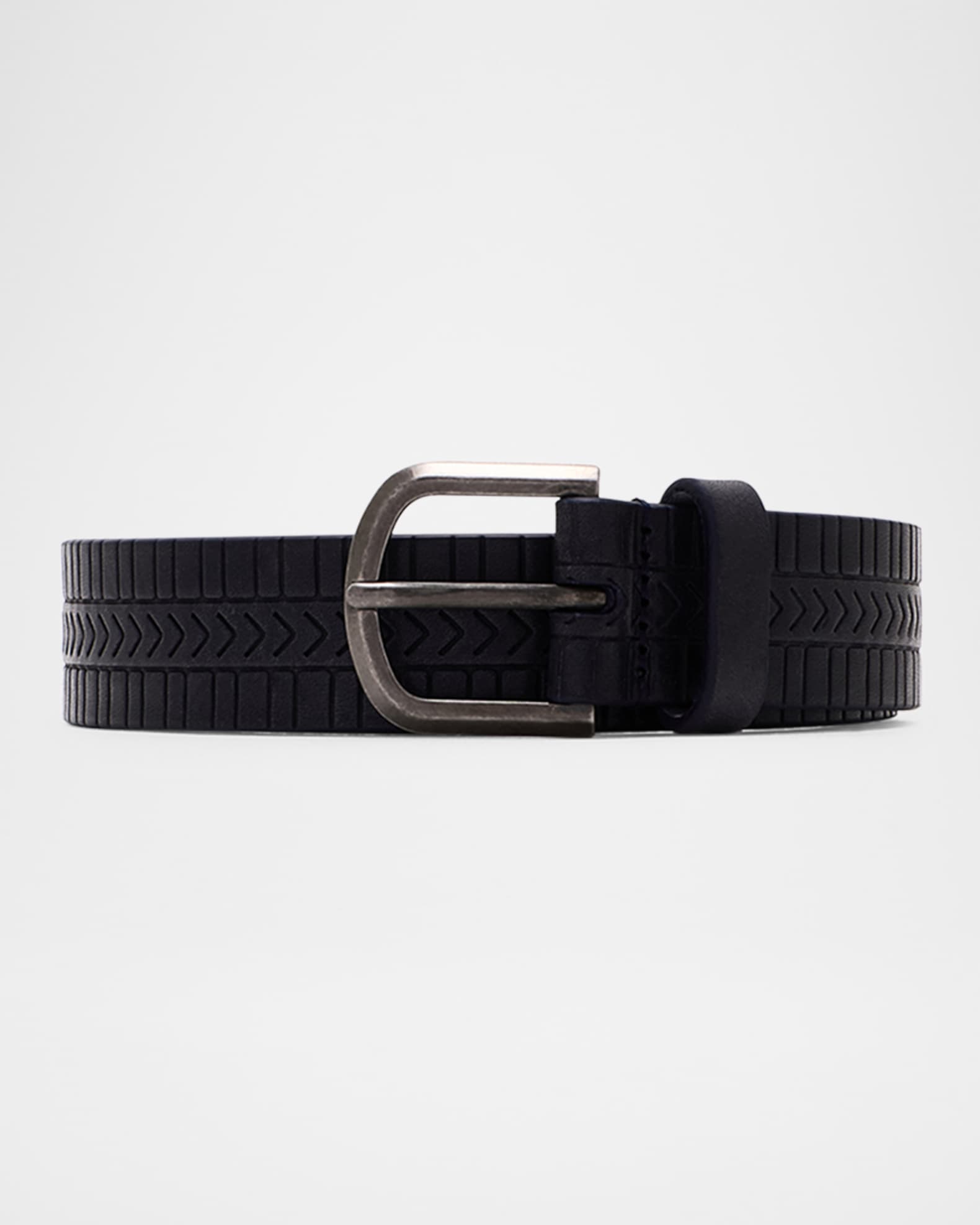 Giorgio Armani Men's Geometric Engraved Leather Belt | Neiman Marcus