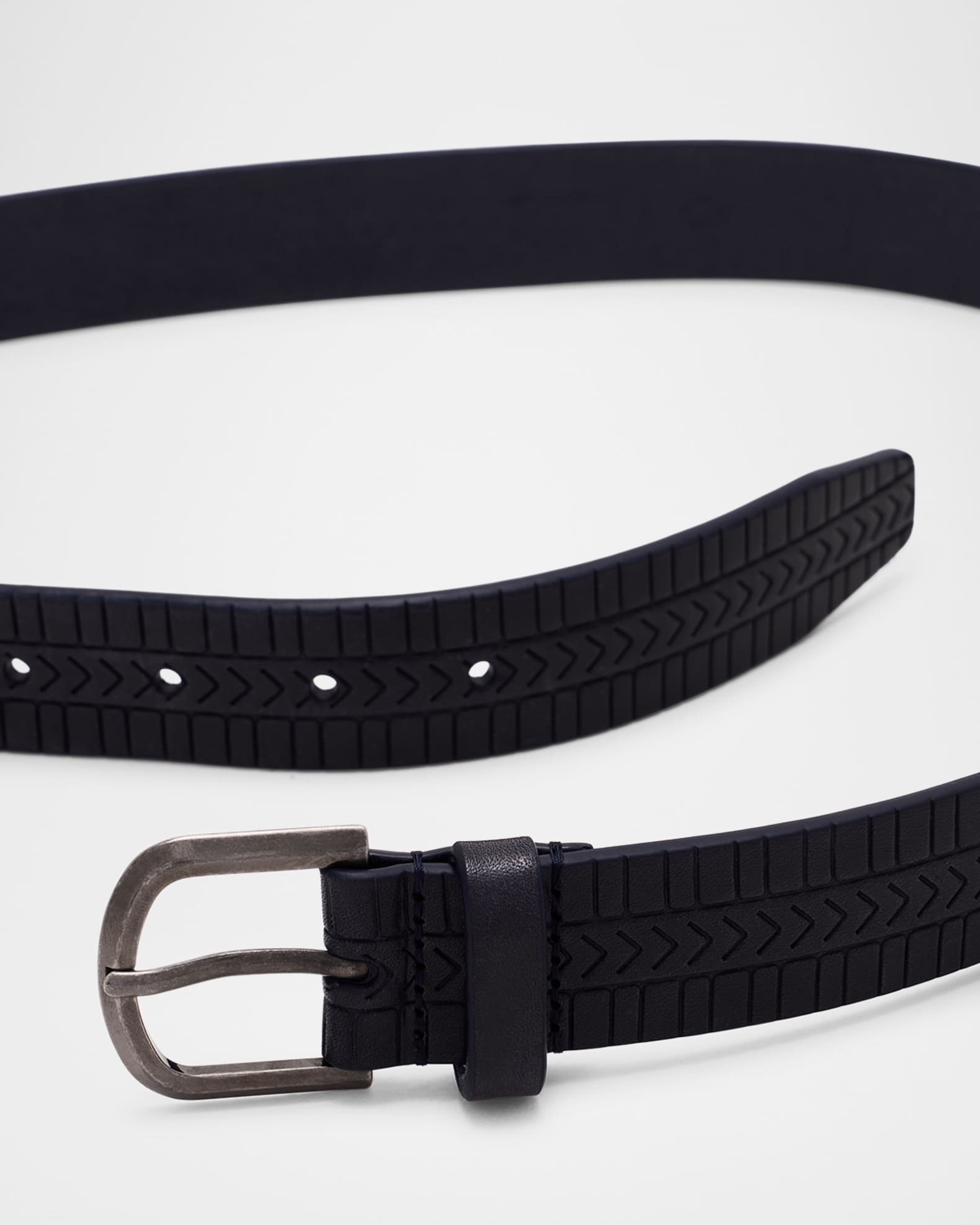 Giorgio Armani Men's Geometric Engraved Leather Belt | Neiman Marcus