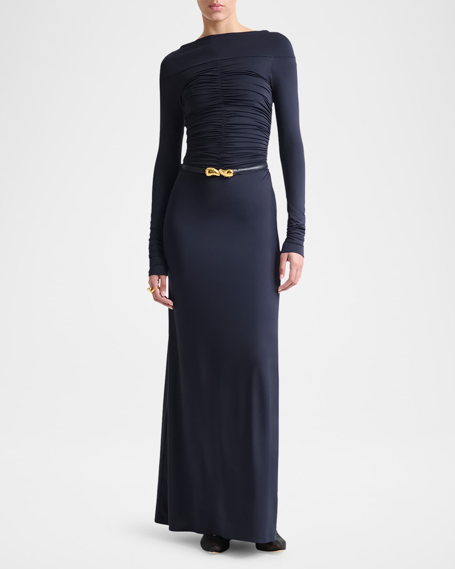 Callie Ruched Long-Sleeve Maxi Dress 1