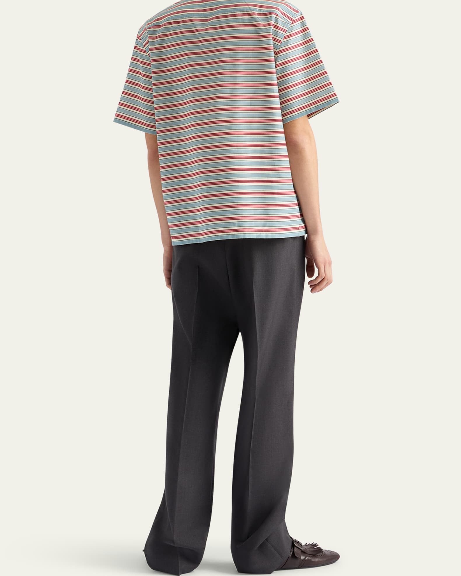 Prada Men's Cotton and Silk Stripe Short-Sleeve Shirt