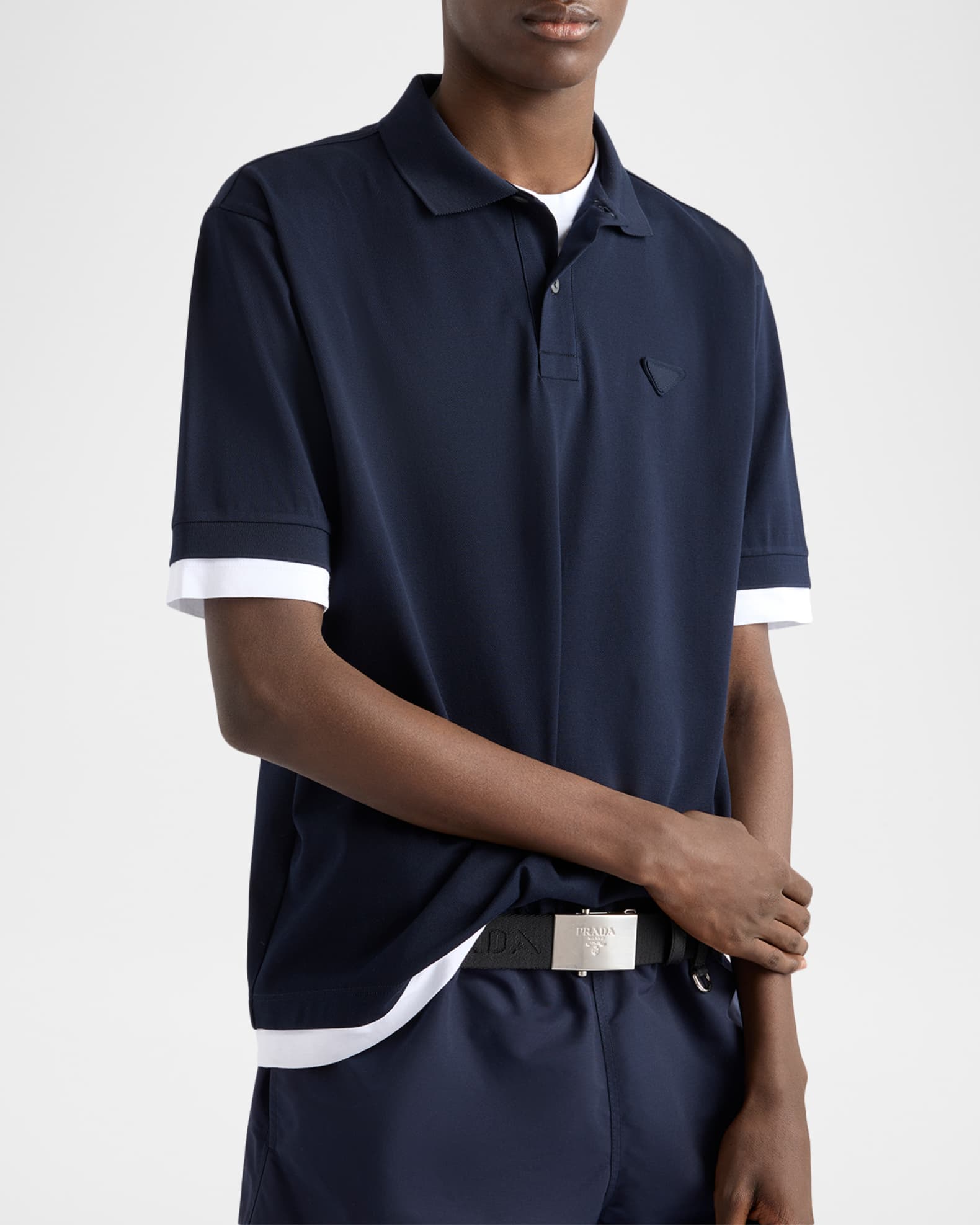 トップス 00s PRADA double pocket polo shirts Prada Men's Double-Layer Polo Shirt | Neiman Marcus