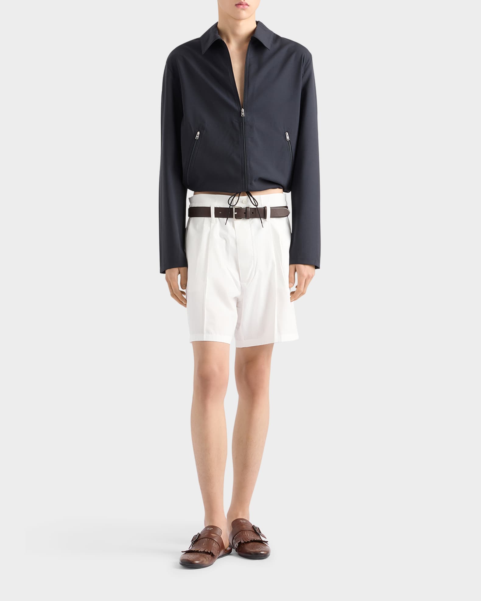 Prada Men's Blouson Wool Zip-Front Jacket | Neiman Marcus
