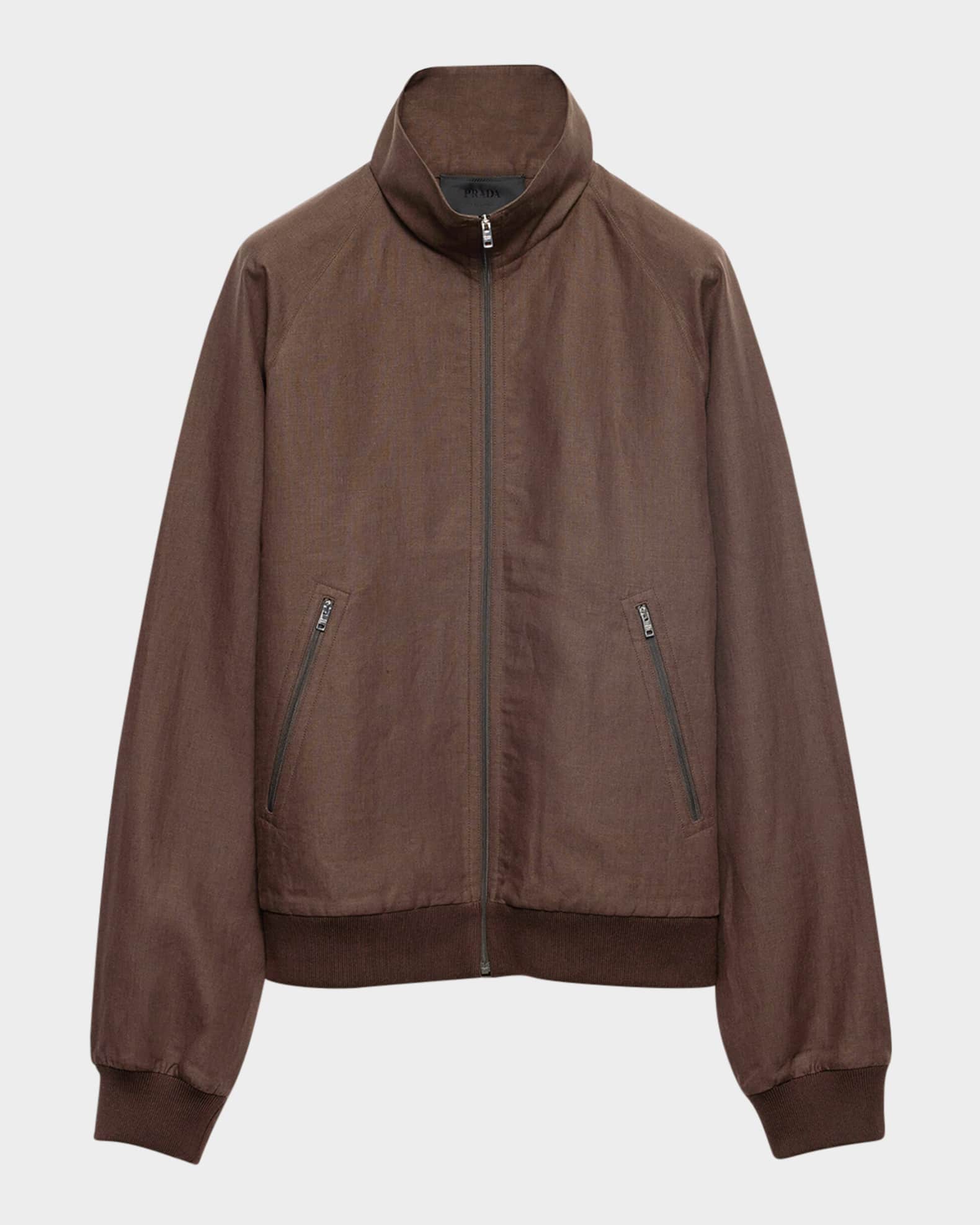 Prada Men's Linen Zip Jacket | Neiman Marcus