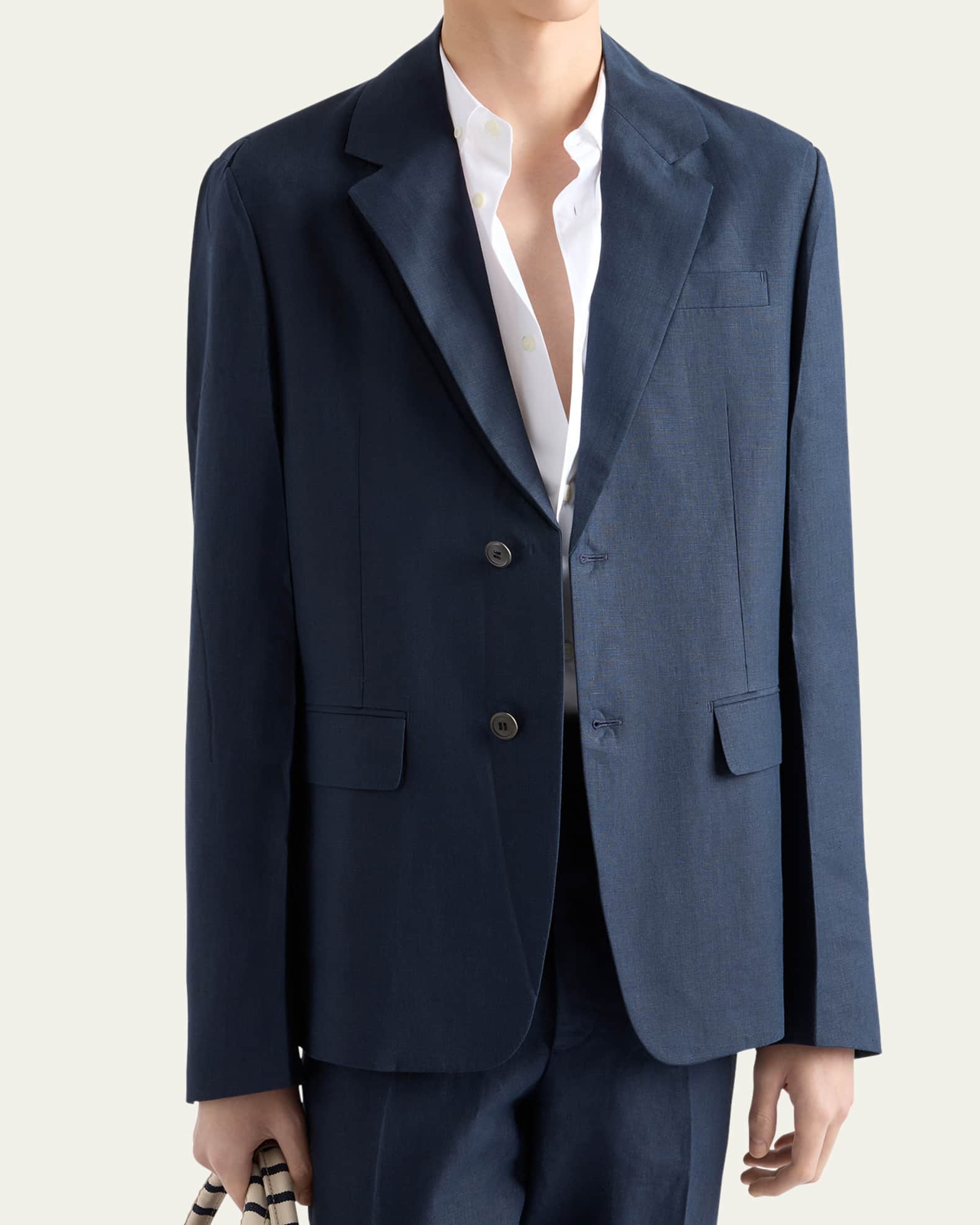 テーラードジャケット PRADA Removable collar single-breasted blazer 21556848_51478291_600.jpg