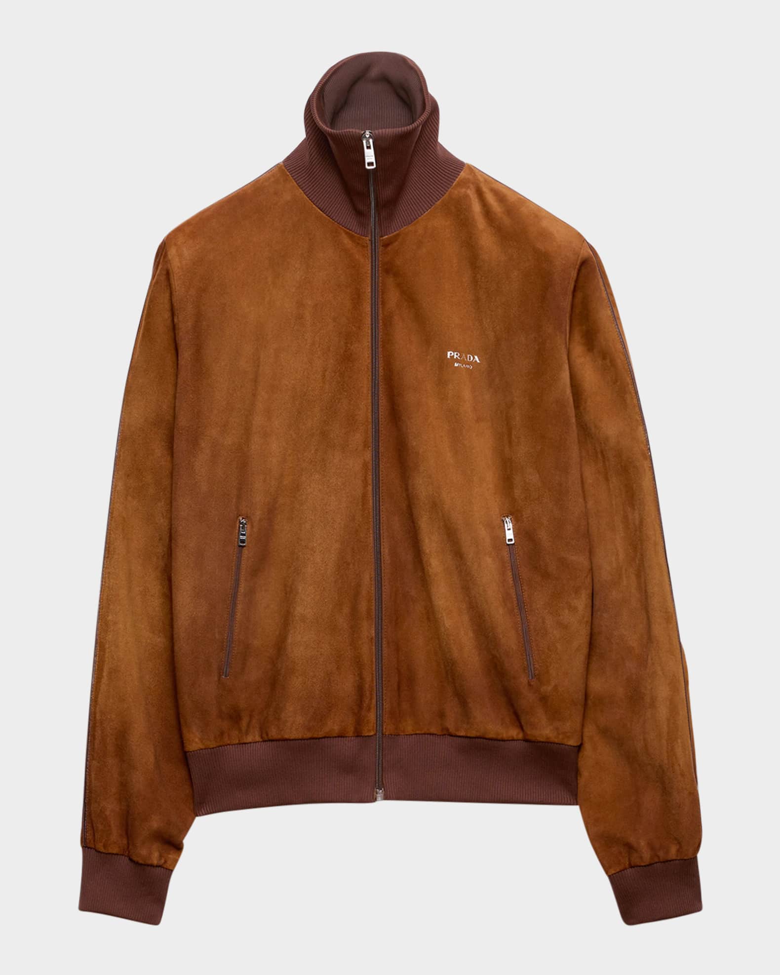 Prada Suede Blouson Jacket | Blue | FARFETCH